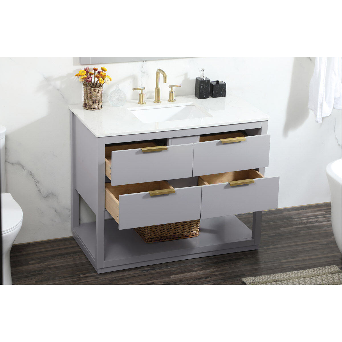 Larkin 42 X 22 X 34 inch Grey Vanity Sink Set