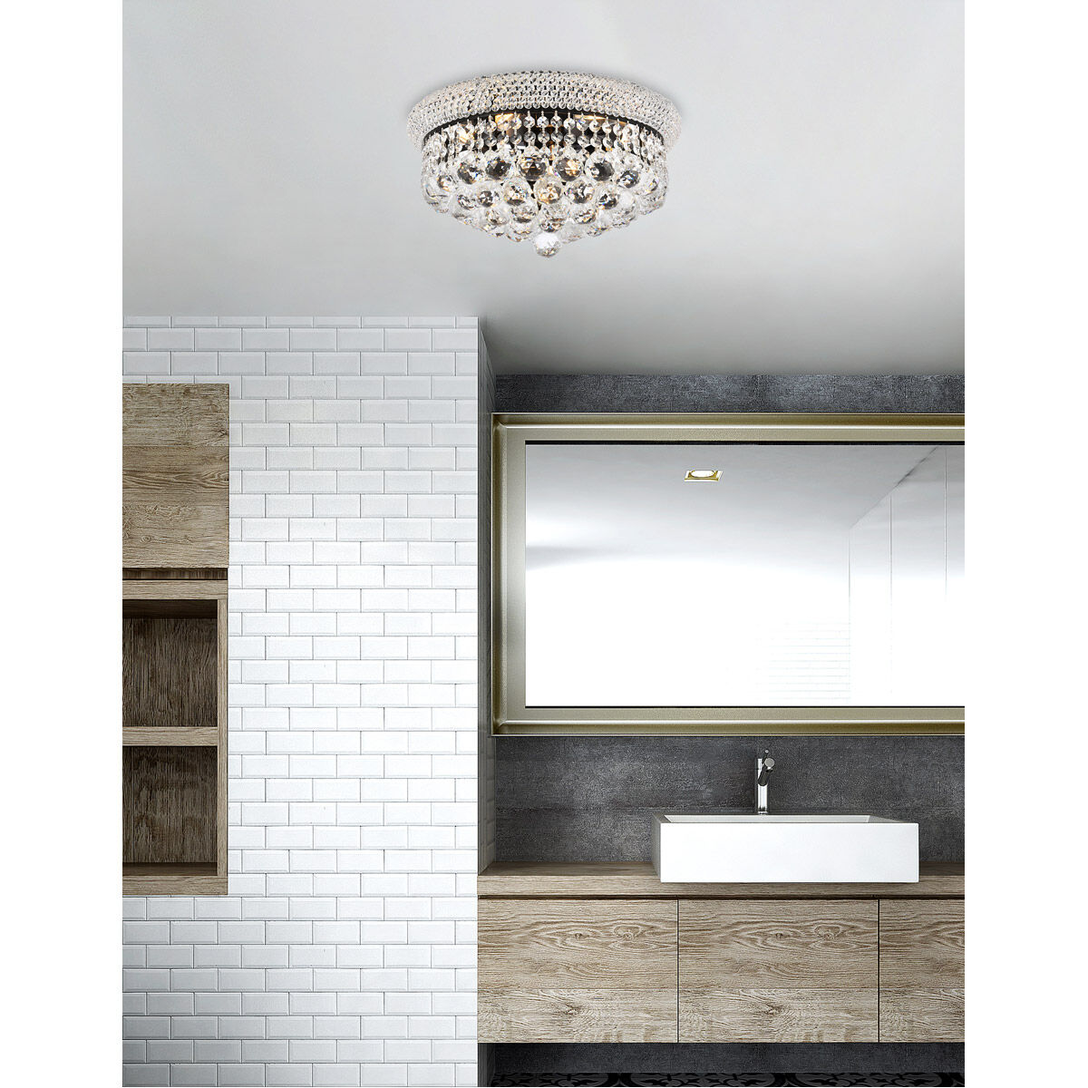 Primo 8 Light 16 inch Black and Clear Flush Mount Ceiling Light in Royal Cut