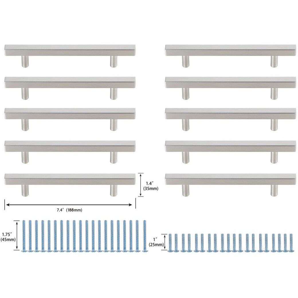 Dior Brushed Nickel Hardware Drawer Pull, Set of 10