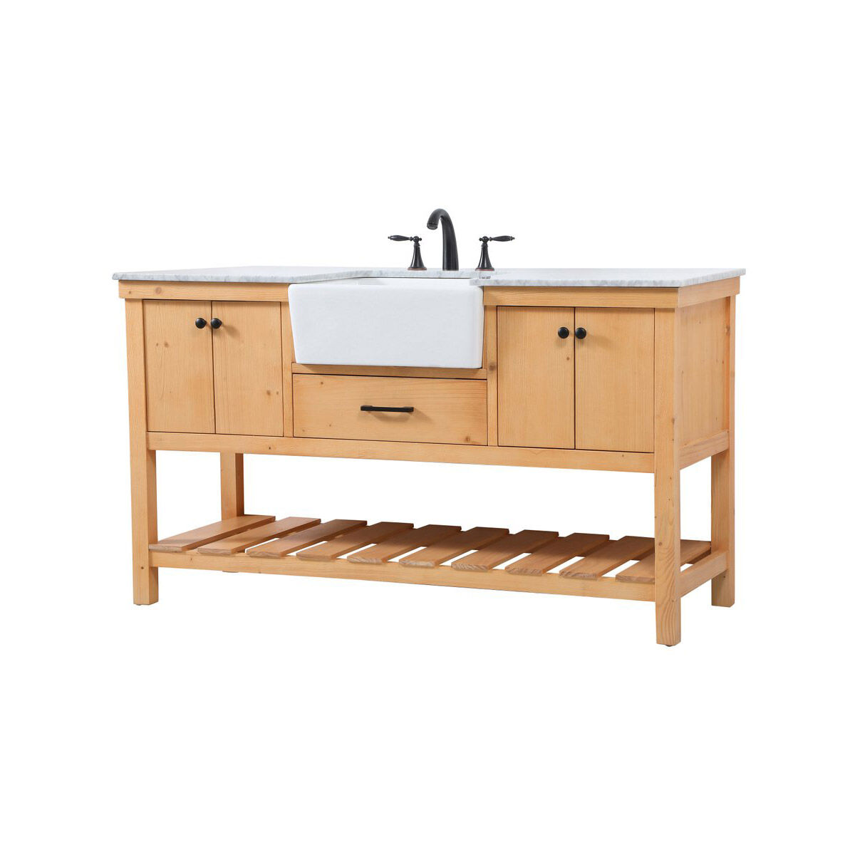 Clement 60 X 22 X 34.13 inch Natural Wood Bathroom Vanity Cabinet