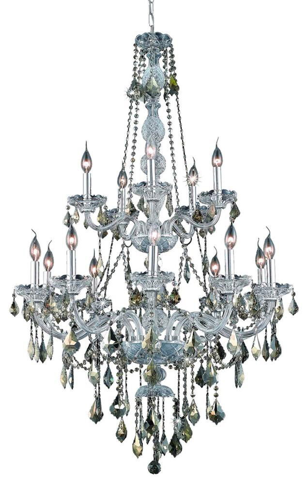 Verona 15 Light 33 inch Chrome Foyer Ceiling Light in Golden Teak, Royal Cut