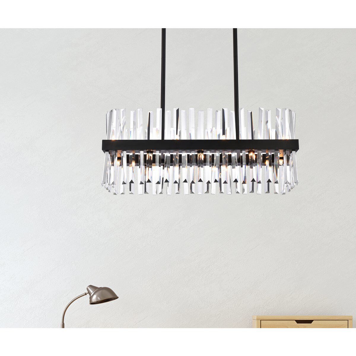Serephina 16 Light 30 inch Black Linear Chandelier Ceiling Light