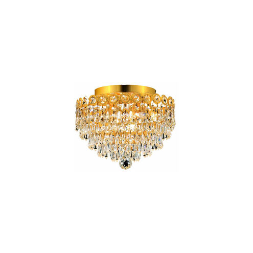 Century 4 Light 12 inch Gold Flush Mount Ceiling Light in Royal Cut