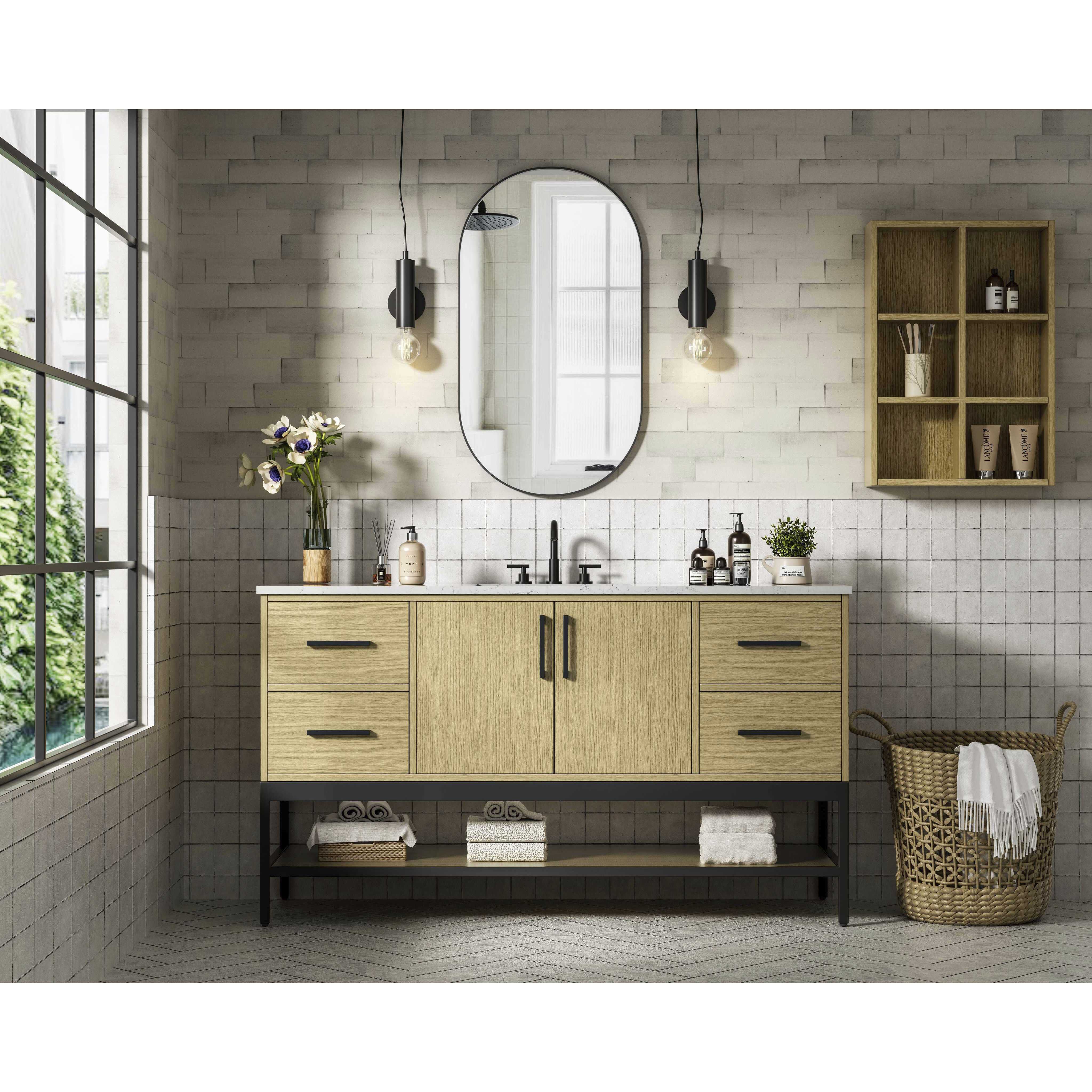 Lennox 60 X 34 inch Honey Brown Bathroom Vanity Cabinet