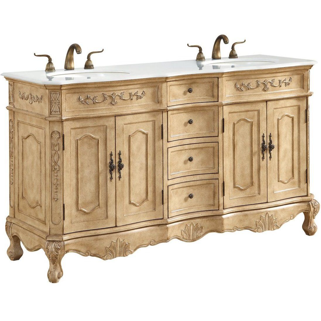 Danville 60 X 21 X 36 inch Antique Beige Vanity Sink Set