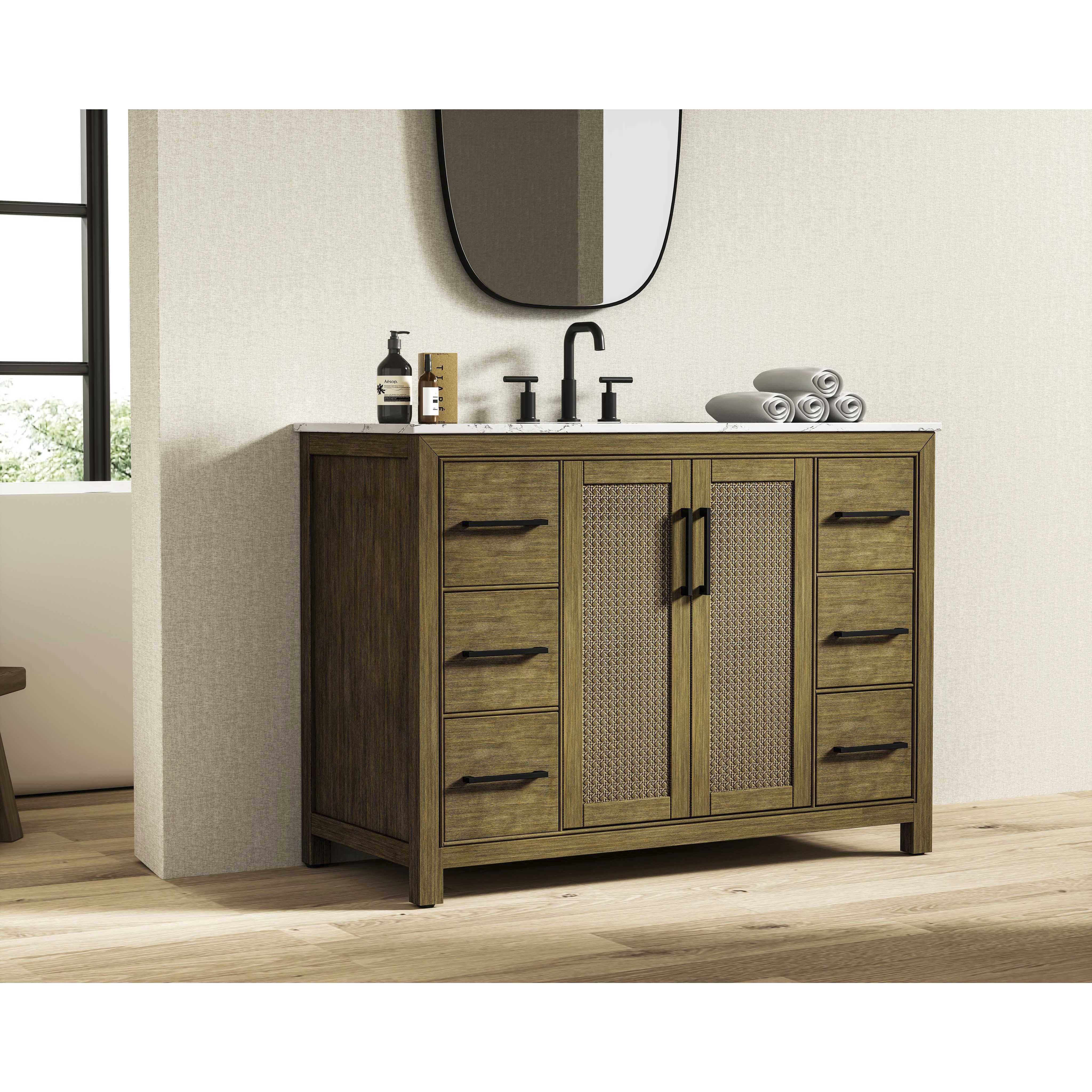 Alina 48 X 34 inch Hazel Oak Bathroom Vanity Cabinet