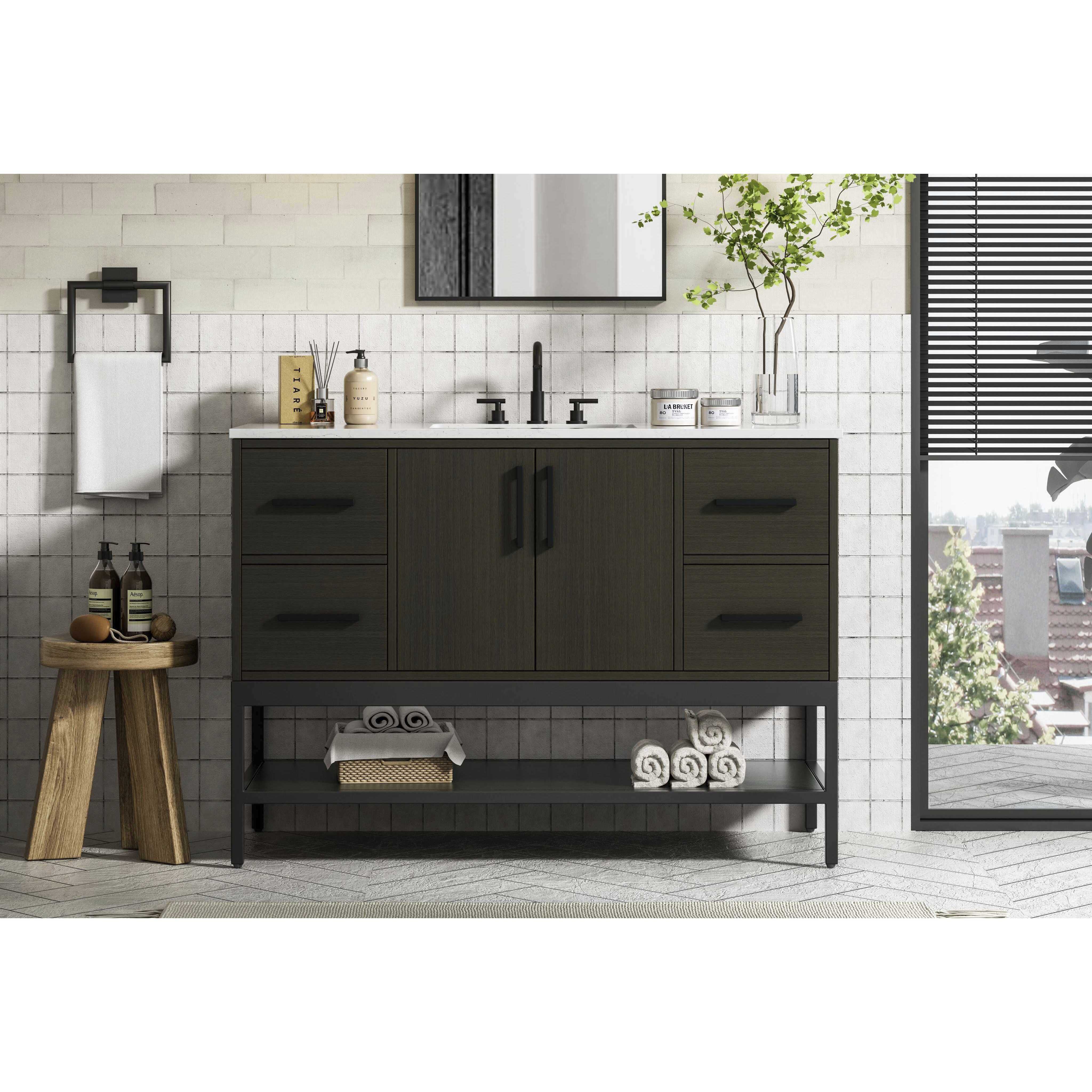 Lennox 48 X 34 inch Mocha Brown Bathroom Vanity Cabinet