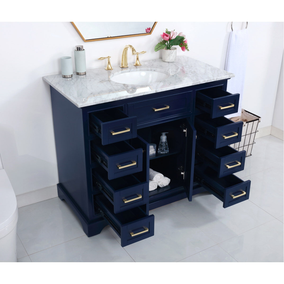 Americana 42 X 22 X 35 inch Blue Vanity Sink Set