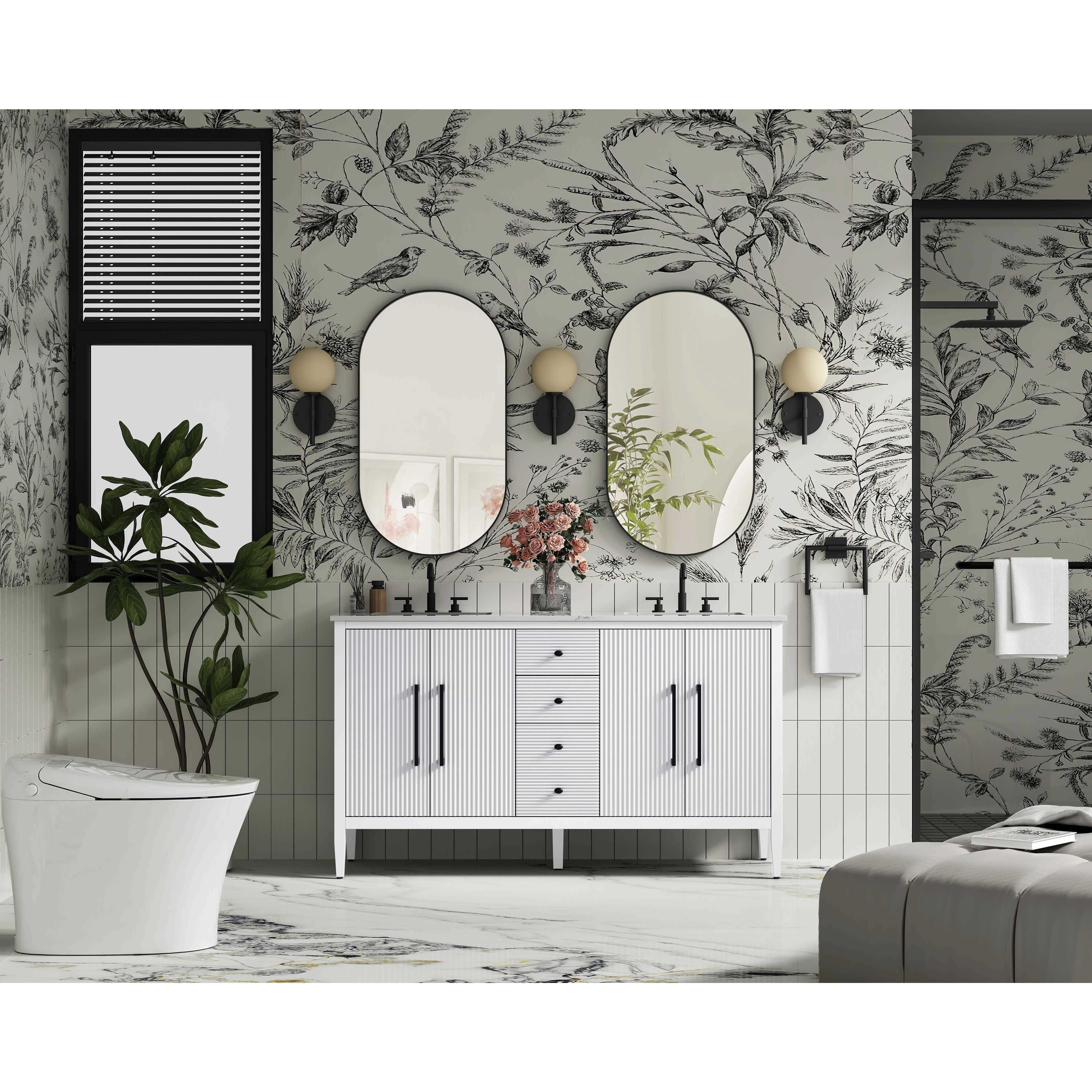 Blakely 60 X 34 inch White Bathroom Vanity Cabinet