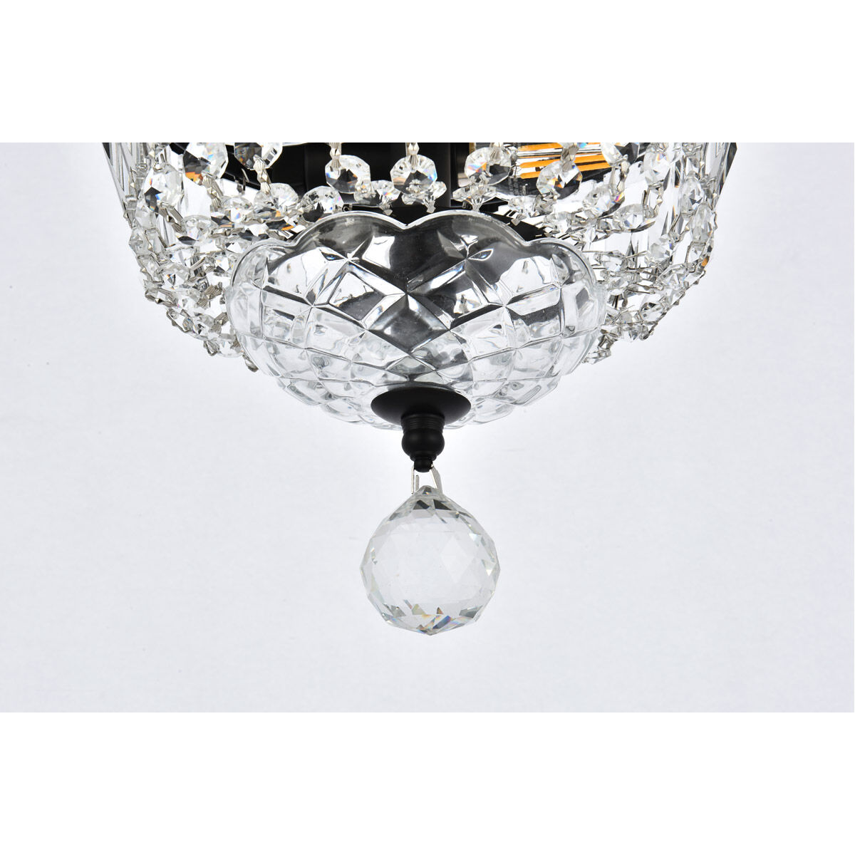 Tranquil 2 Light 8 inch Black and Clear Flush Mount Ceiling Light in Royal Cut