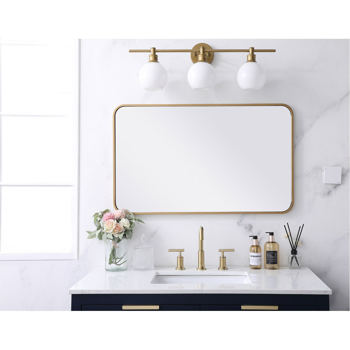 Evermore 36 X 22 inch Brass Mirror