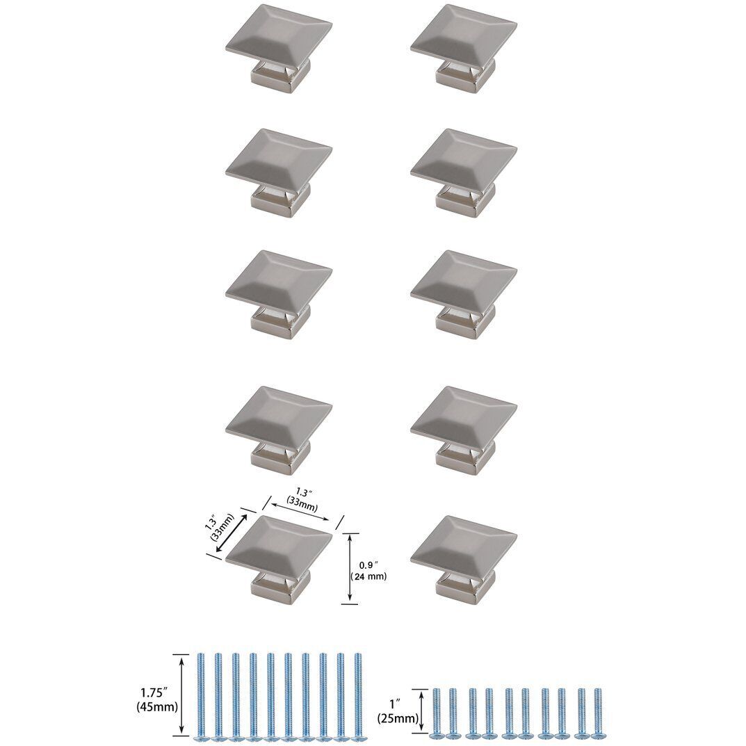 Cecil Brushed Nickel Hardware Cabinet Knob, Set of 10
