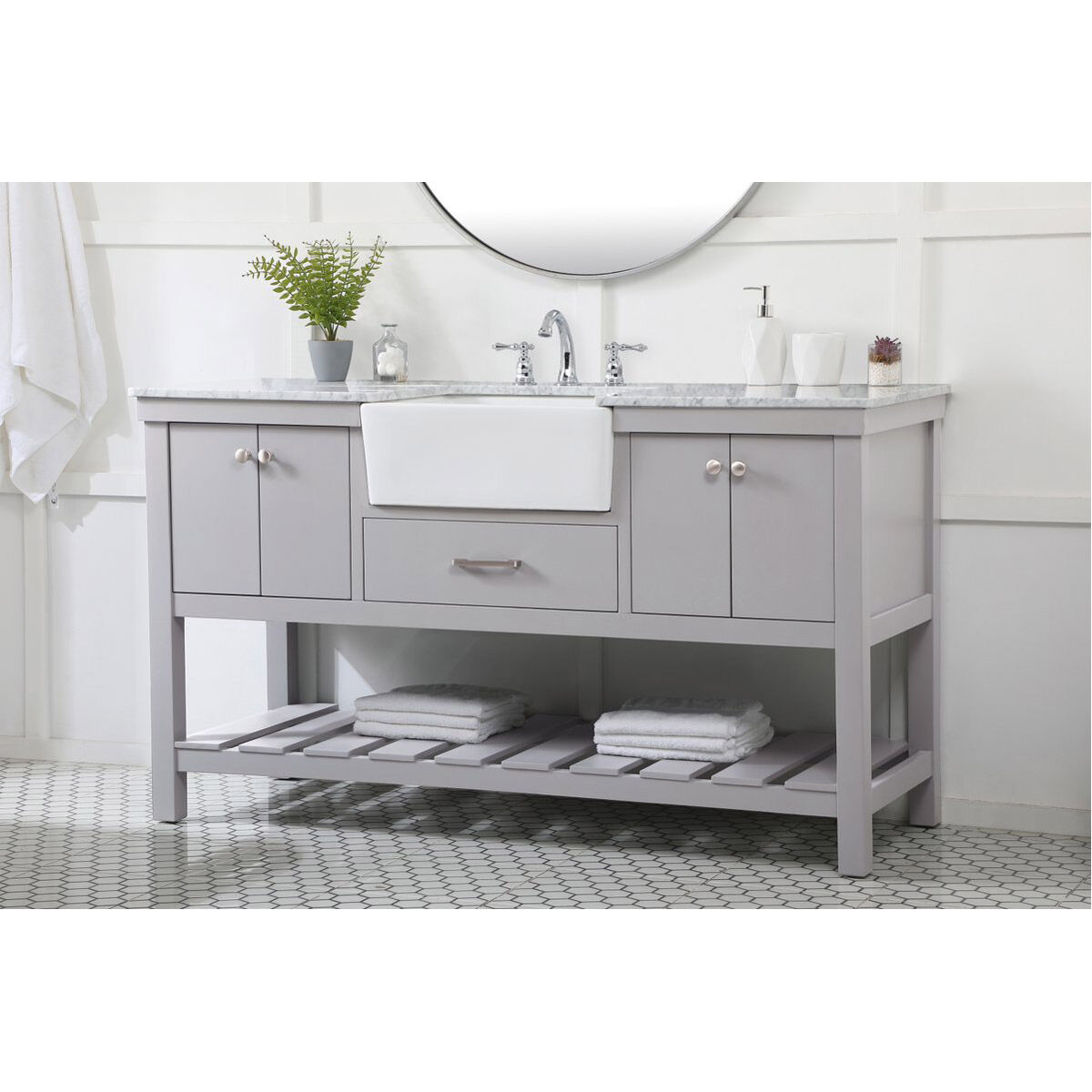 Clement 60 X 22 X 34.13 inch Grey Bathroom Vanity Cabinet