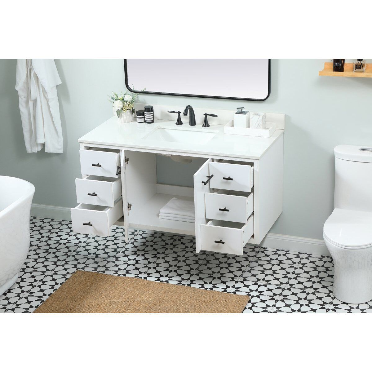 Cyrus 48 X 22 X 33.5 inch White Vanity Sink Set in Included