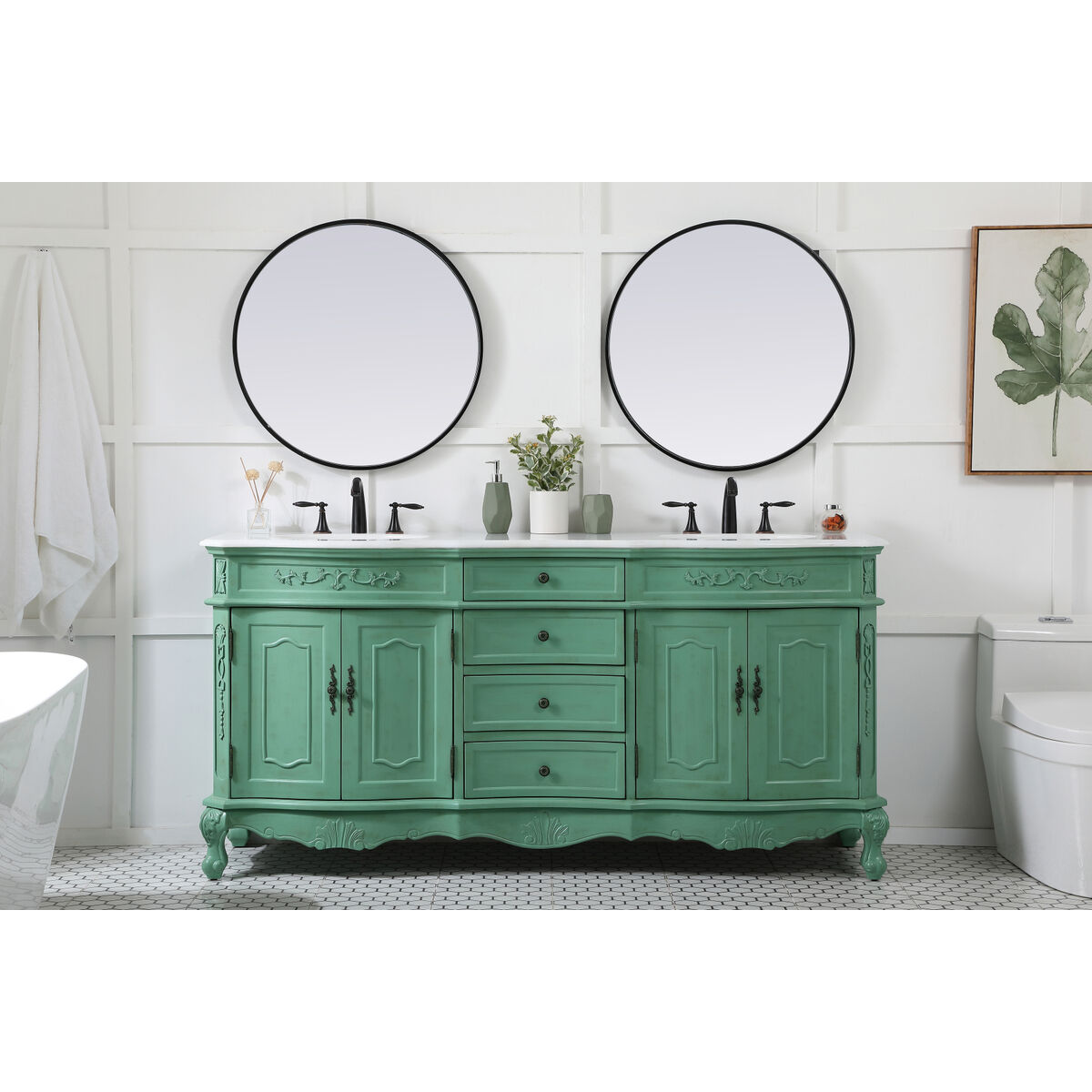 Danville 72 X 21 X 36 inch Vintage Mint Vanity Sink Set