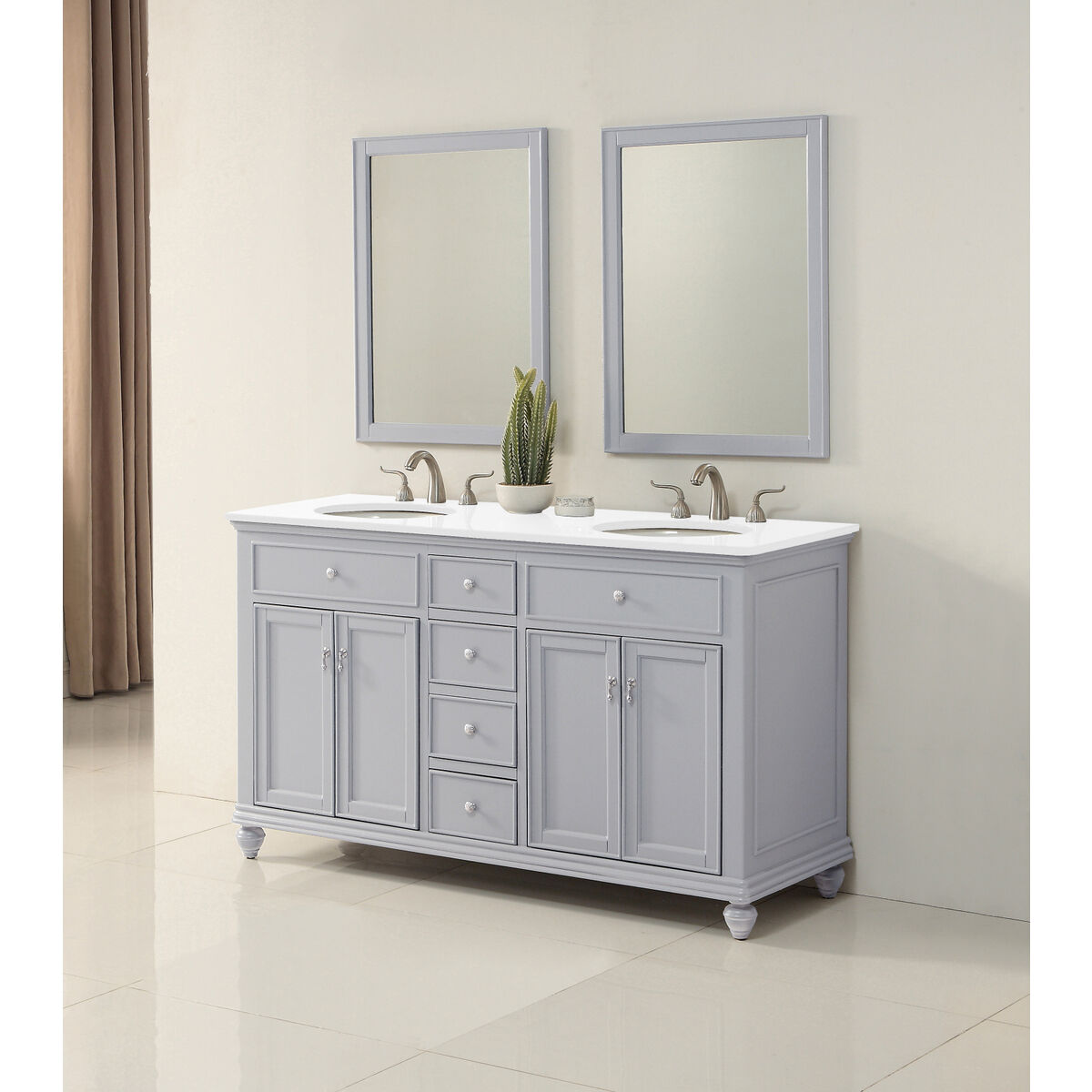 Otto 60 X 21 X 35 inch Grey Vanity Sink Set