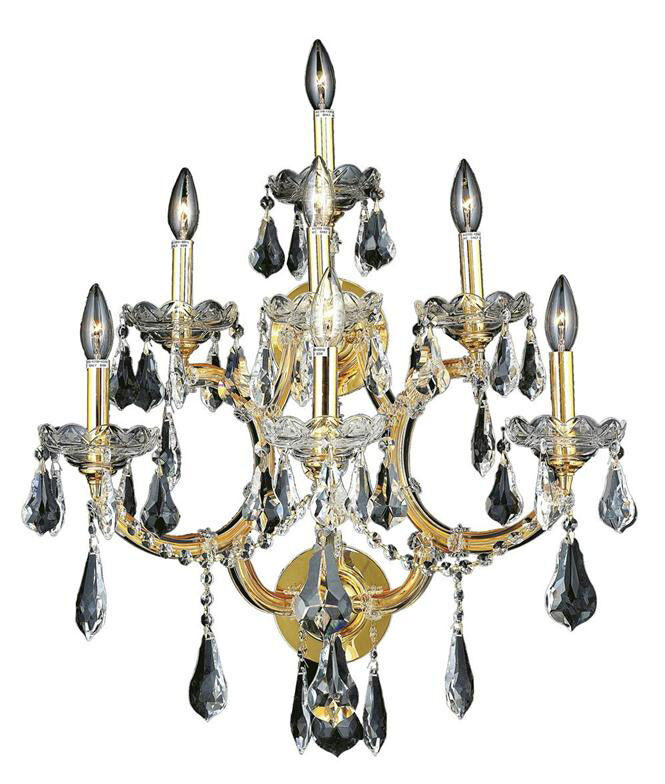Maria Theresa 7 Light 22 inch Gold Wall Sconce Wall Light in Clear, Royal Cut