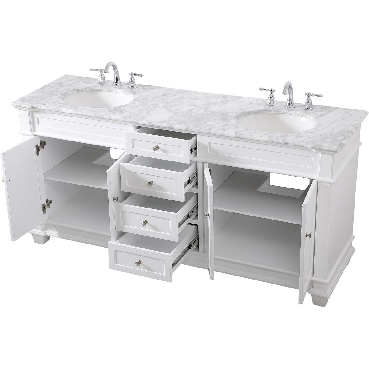 Wesley 72 X 22 X 35 inch White Vanity Sink Set
