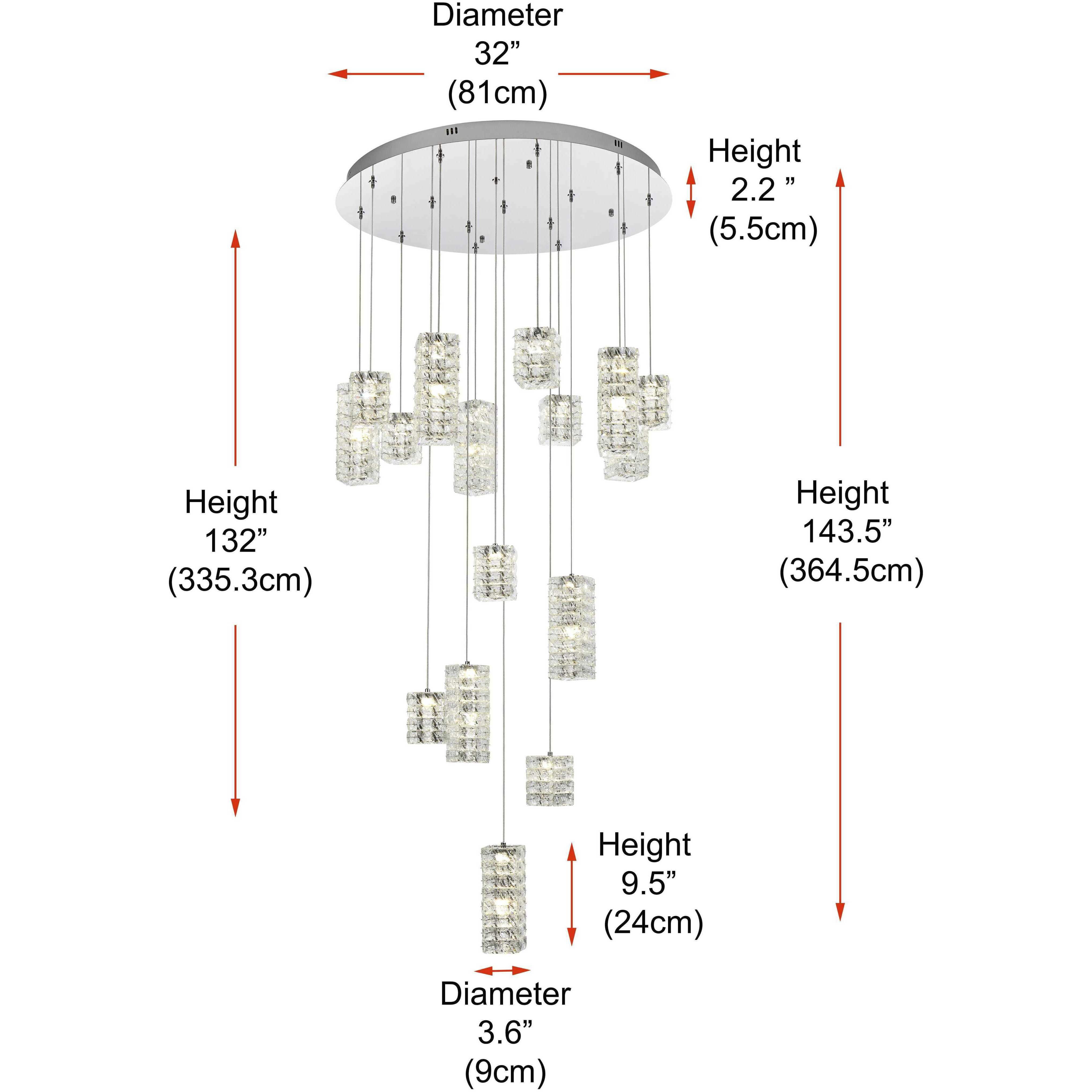 Aston 16 Light 32 inch Chrome Pendant Ceiling Light