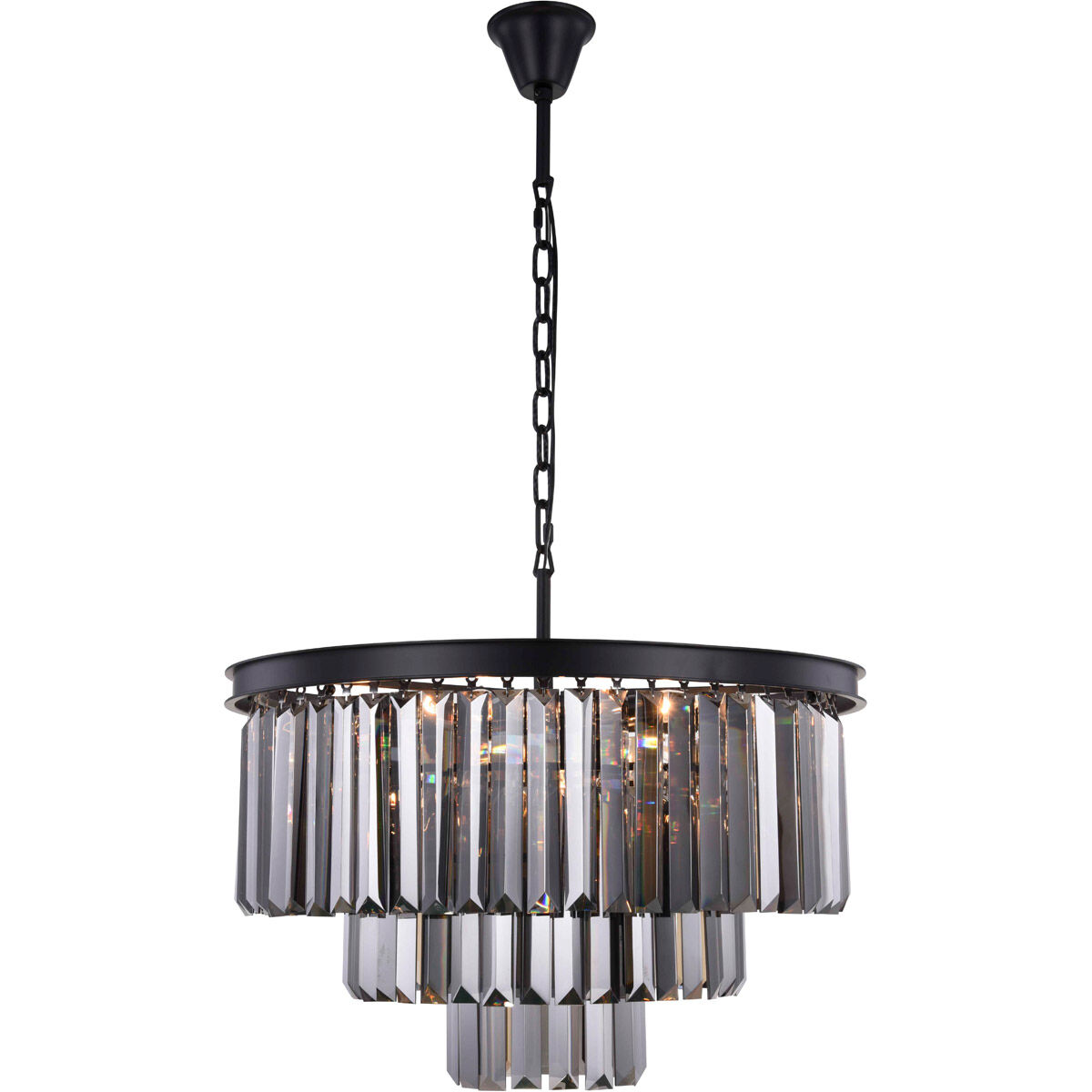 Sydney 9 Light 26 inch Matte Black Chandelier Ceiling Light in Silver Shade, Urban Classic
