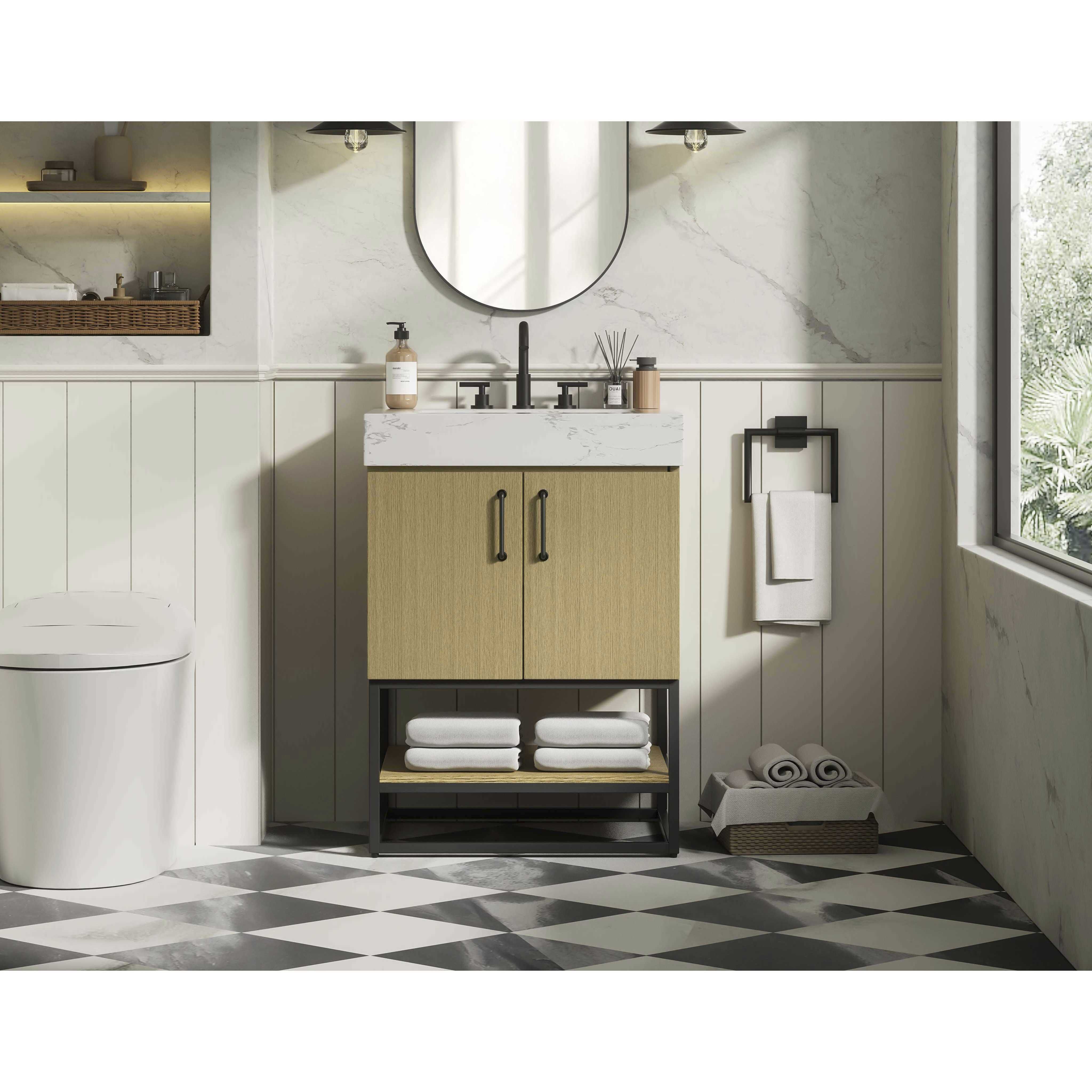 Caroline 24 X 34 inch Honey Brown Bathroom Vanity Cabinet
