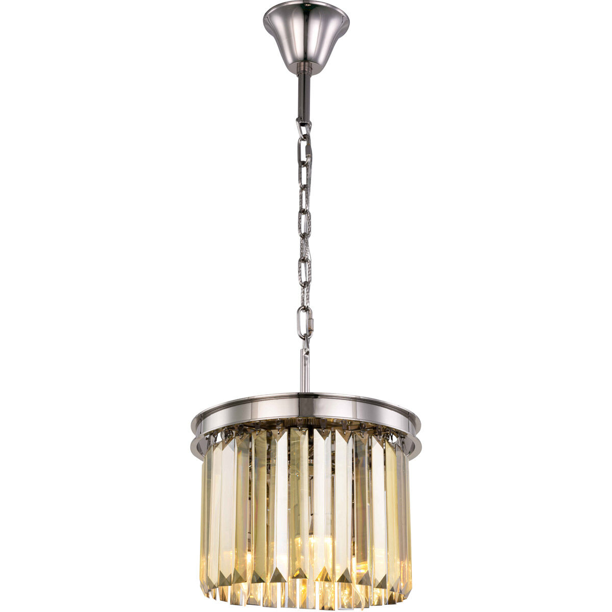 Sydney 3 Light 12 inch Polished Nickel Pendant Ceiling Light in Golden Teak, Urban Classic