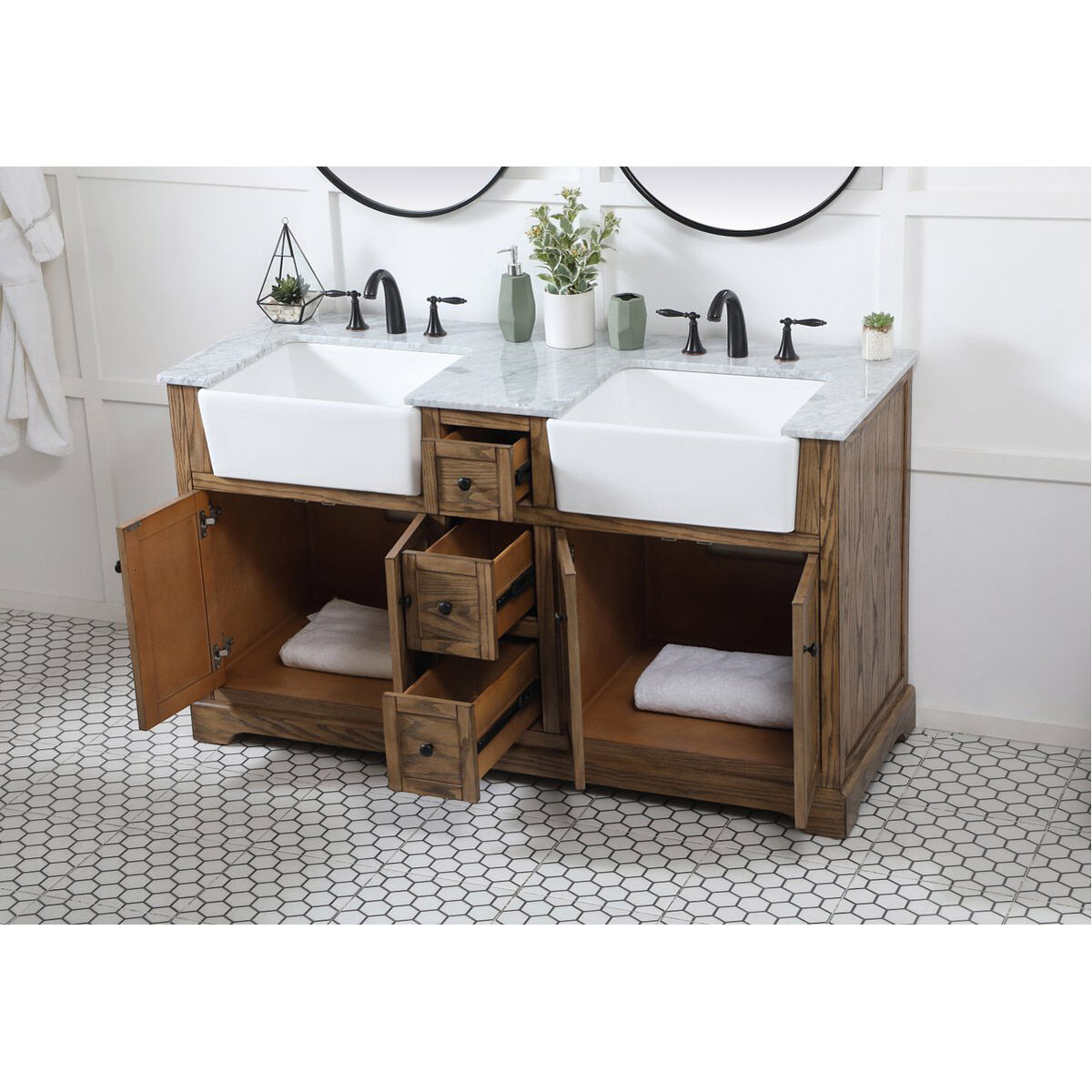 Franklin 60 X 22 X 35 inch Driftwood Bathroom Vanity Cabinet
