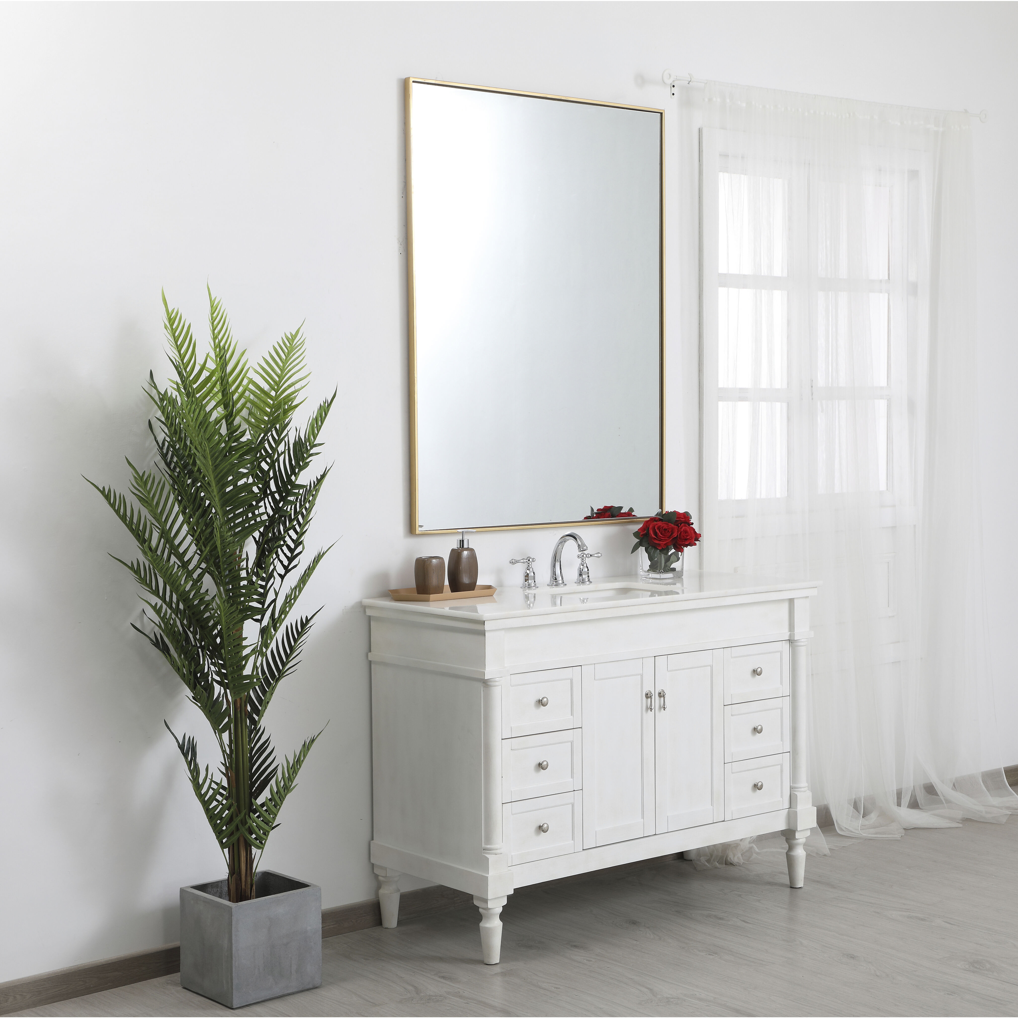 Monet 48 X 36 inch Brass Wall Mirror