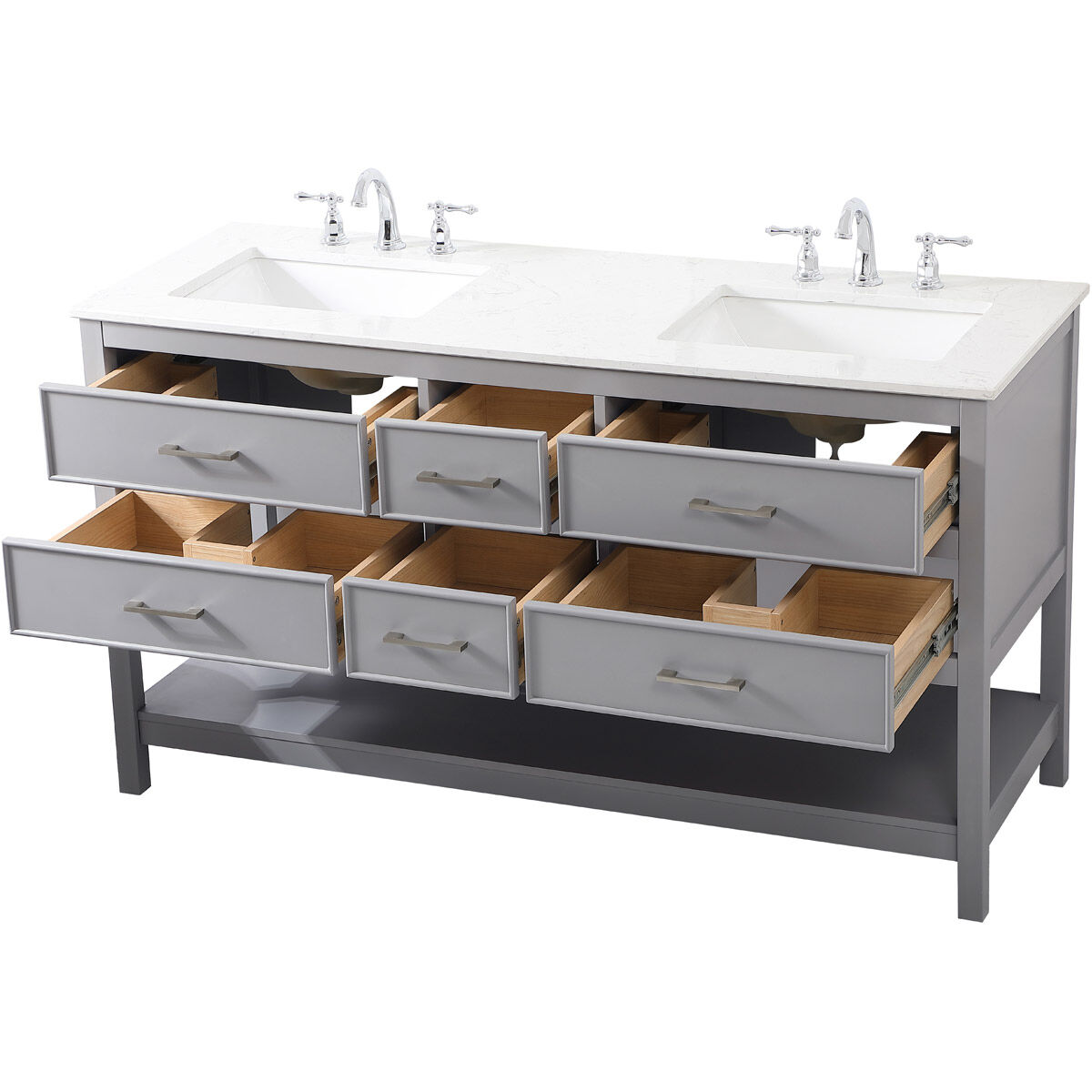 Sinclaire 60 X 22 X 34 inch Gray Vanity Sink Set