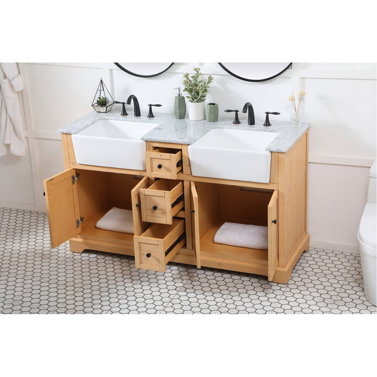 Franklin 60 X 22 X 34.75 inch Natural Wood Bathroom Vanity Cabinet