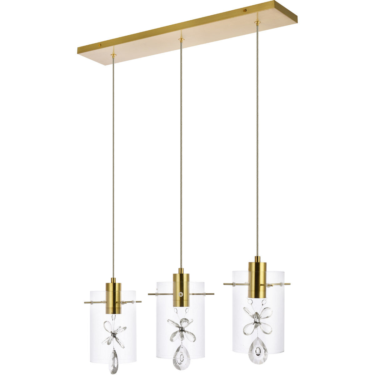 Hana 3 Light 24 inch Gold Linear Pendant Ceiling Light