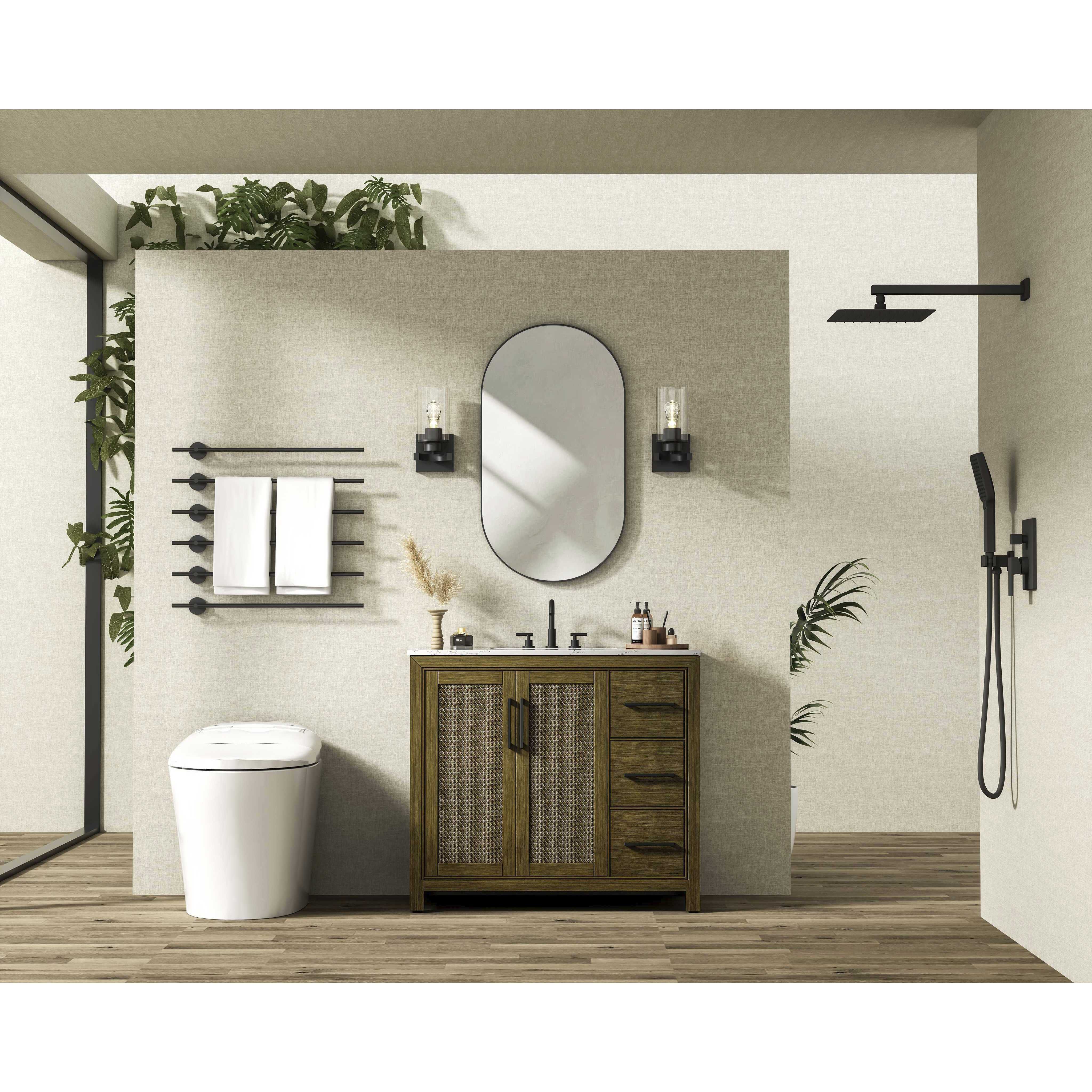Alina 42 X 34 inch Hazel Oak Bathroom Vanity Cabinet