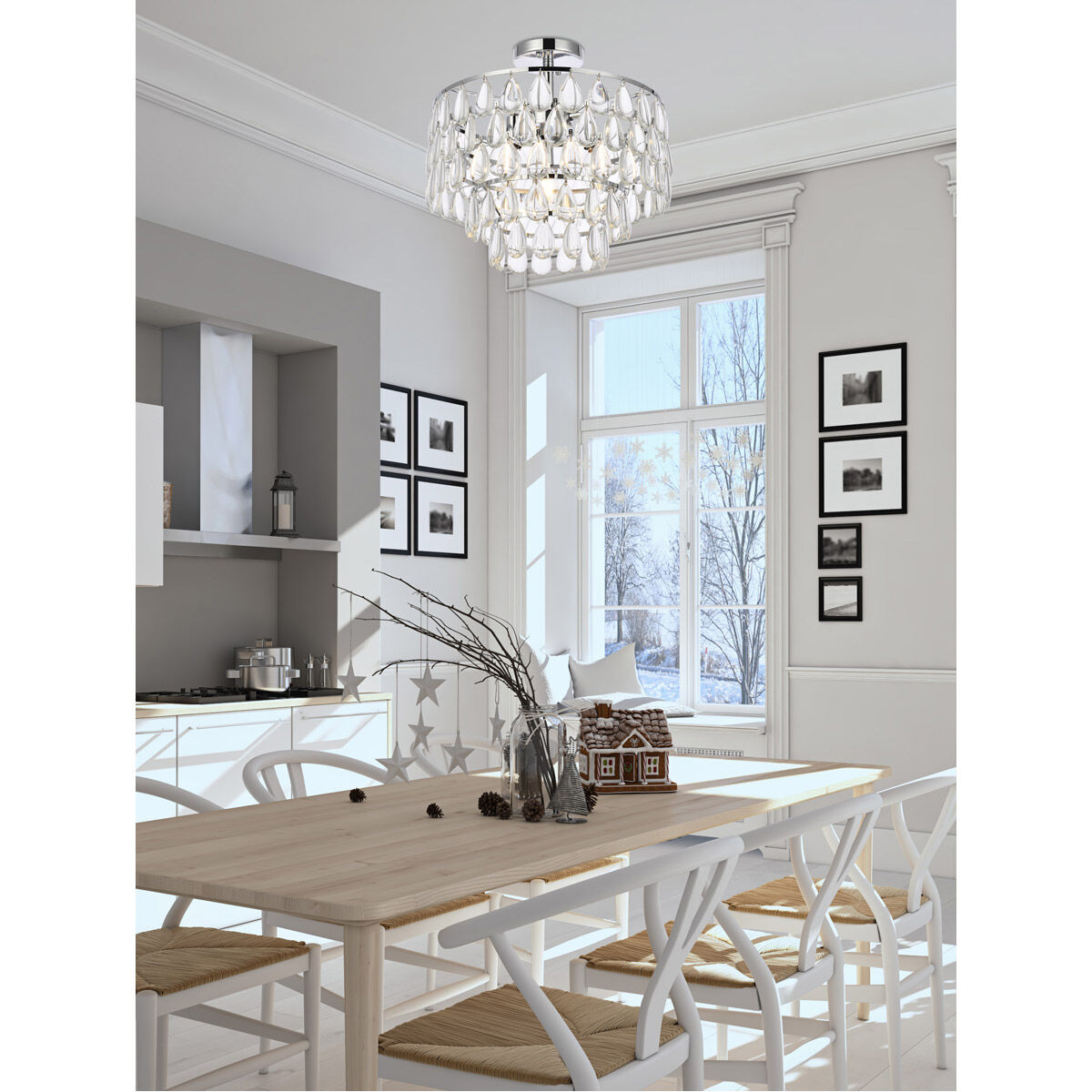 Mila 3 Light 16 inch Chrome Flush Mount Ceiling Light