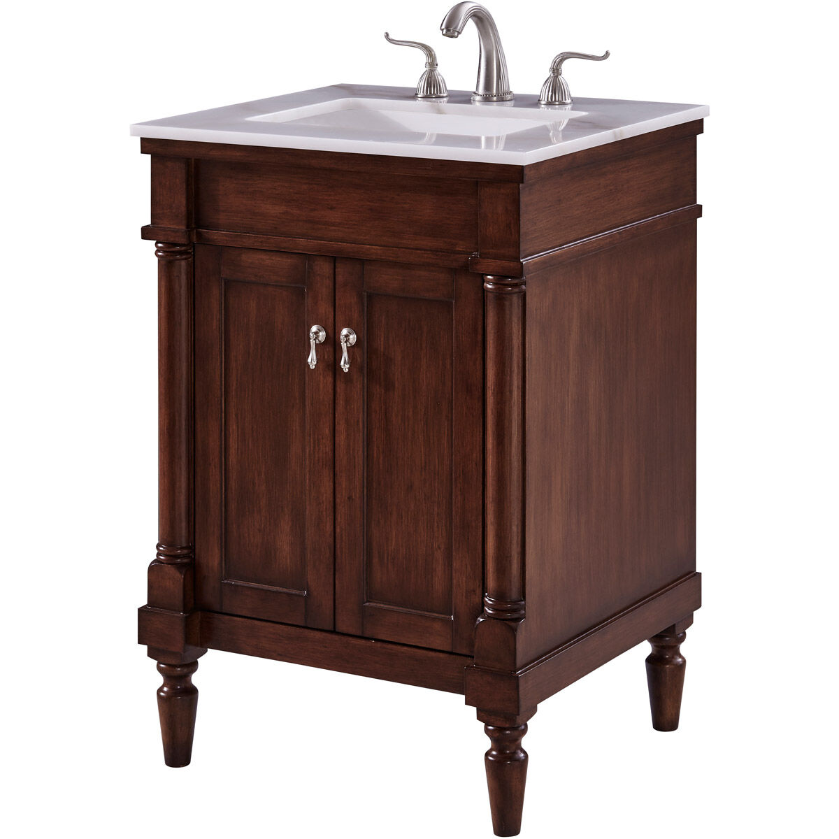 Lexington 24 X 21 X 35 inch Walnut with White Marble Vanity Set