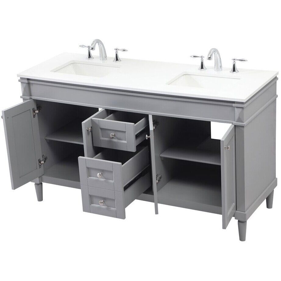Bennett 60 X 21 X 35 inch Grey Vanity Sink Set