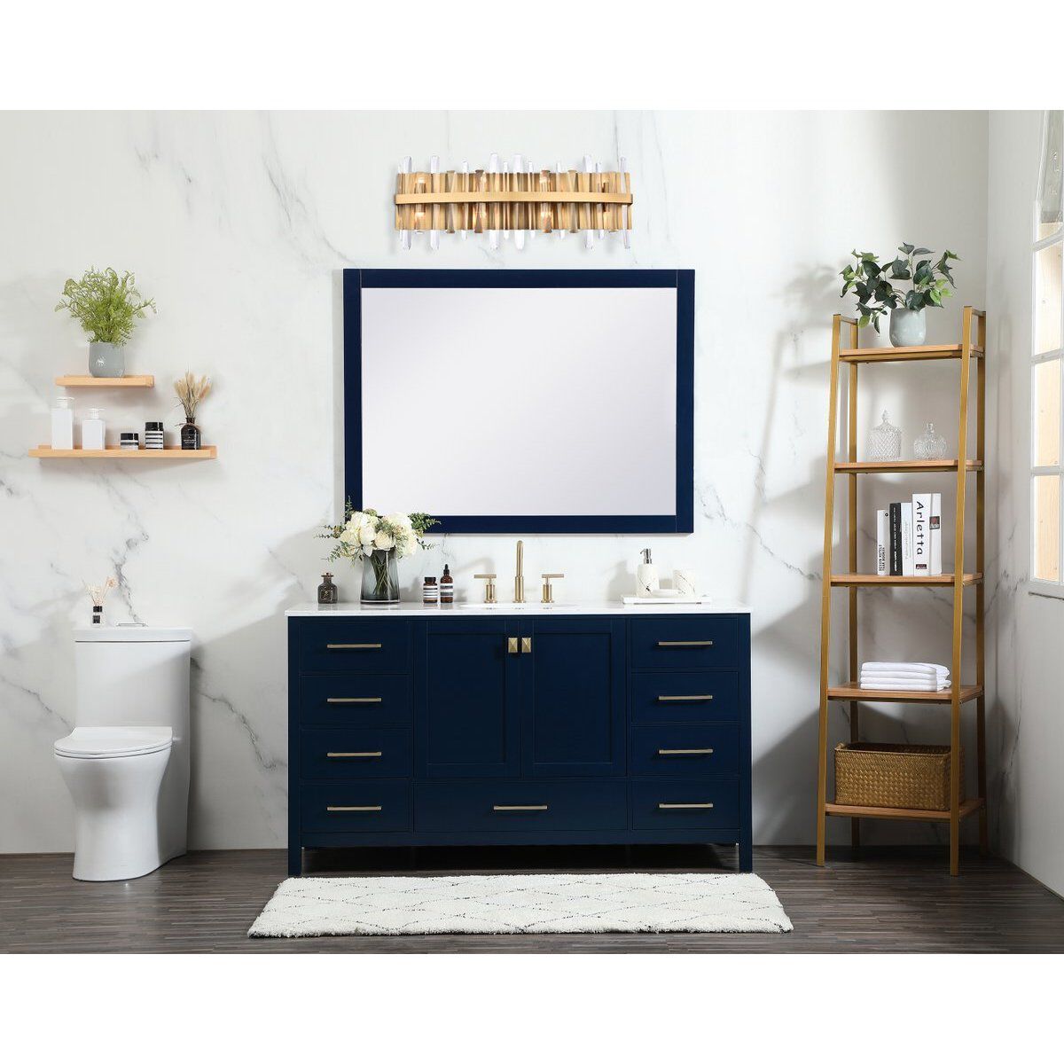 Serena 8 Light 30 inch Satin Gold Bath Sconce Wall Light 