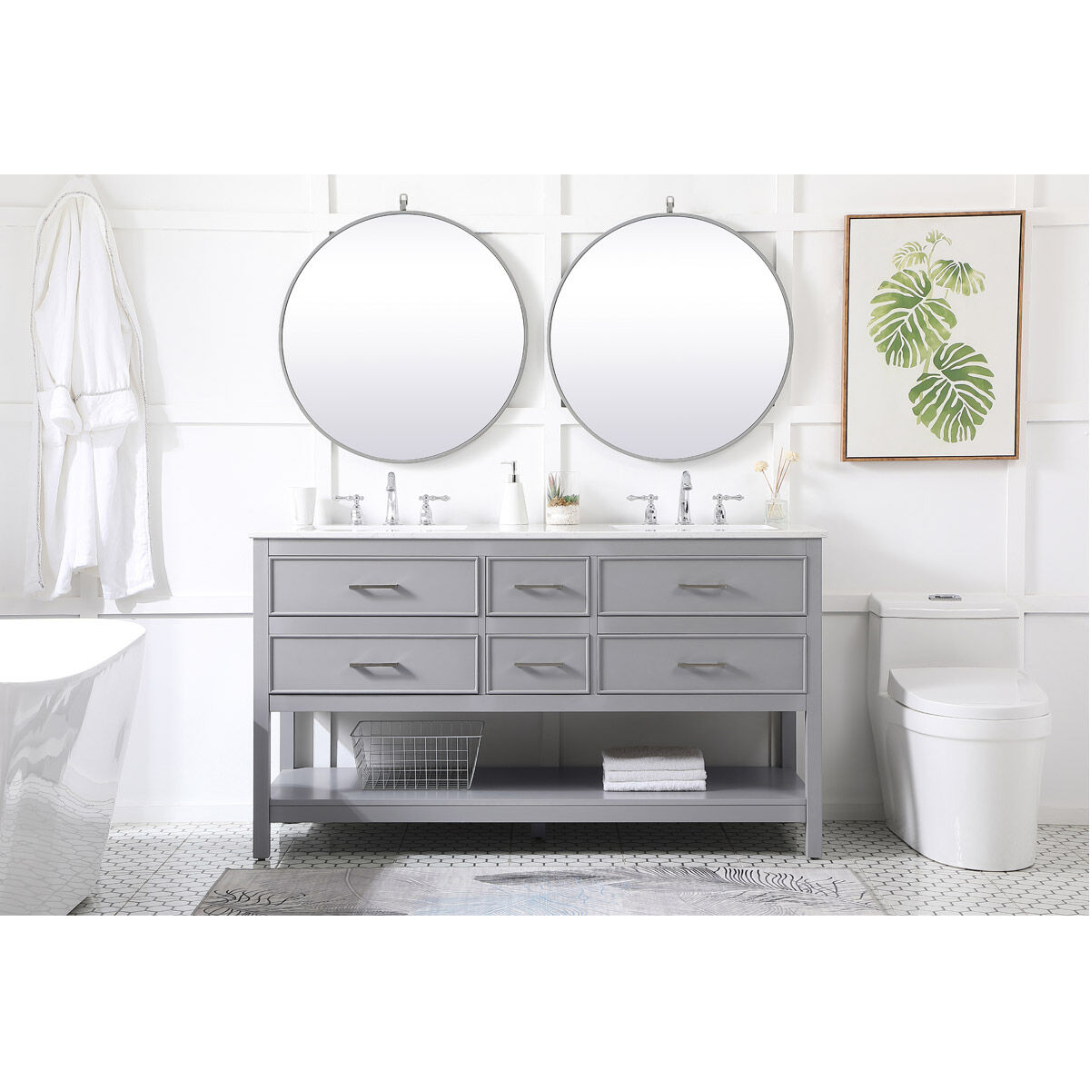 Sinclaire 60 X 22 X 34 inch Gray Vanity Sink Set