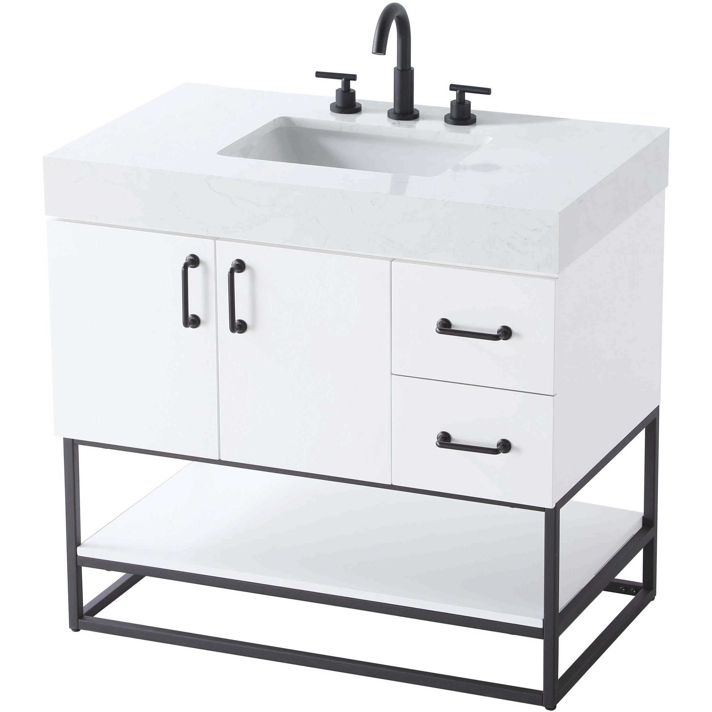 Caroline 36 X 34 inch White Bathroom Vanity Cabinet