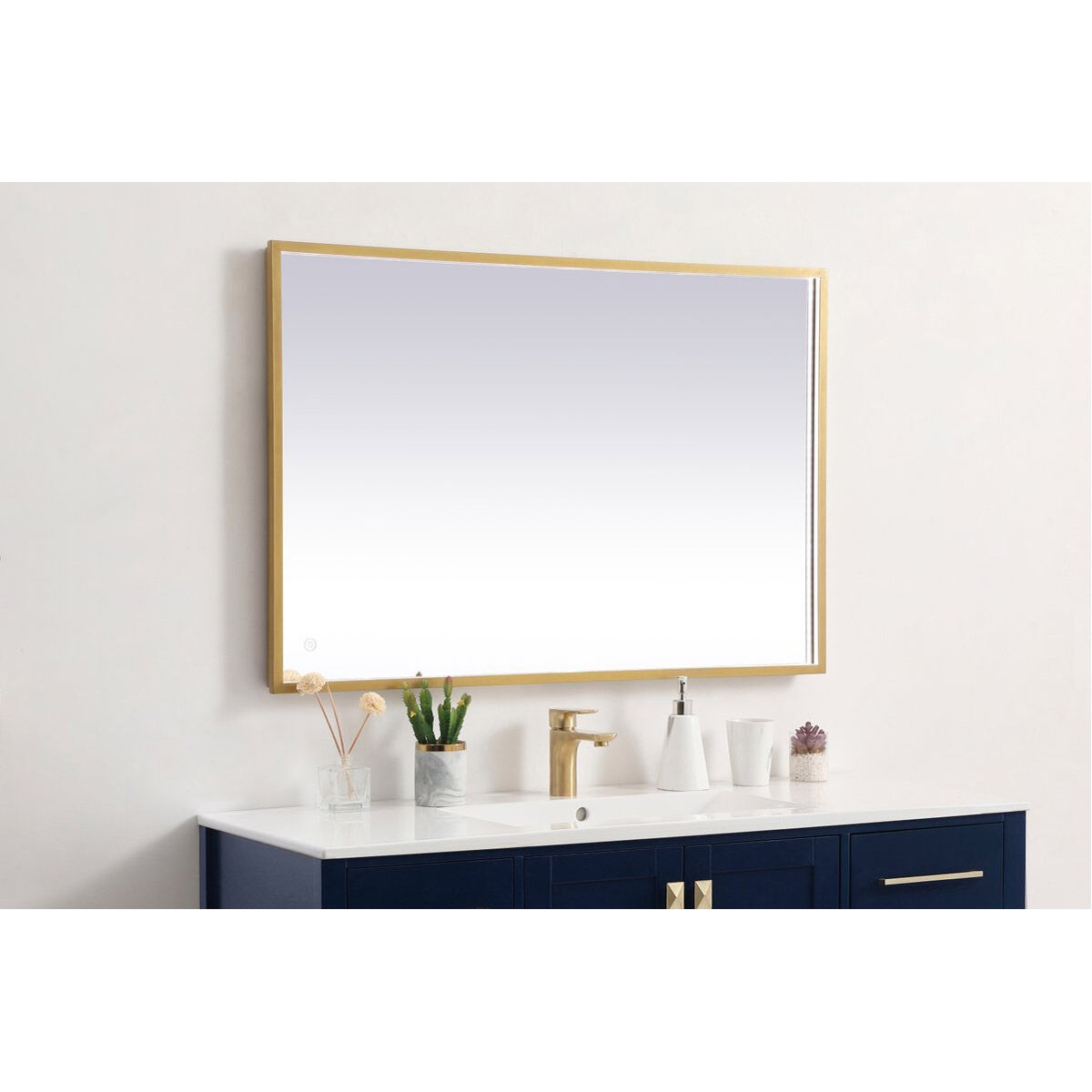 Pier 30 X 27 inch Brass LED Mirror