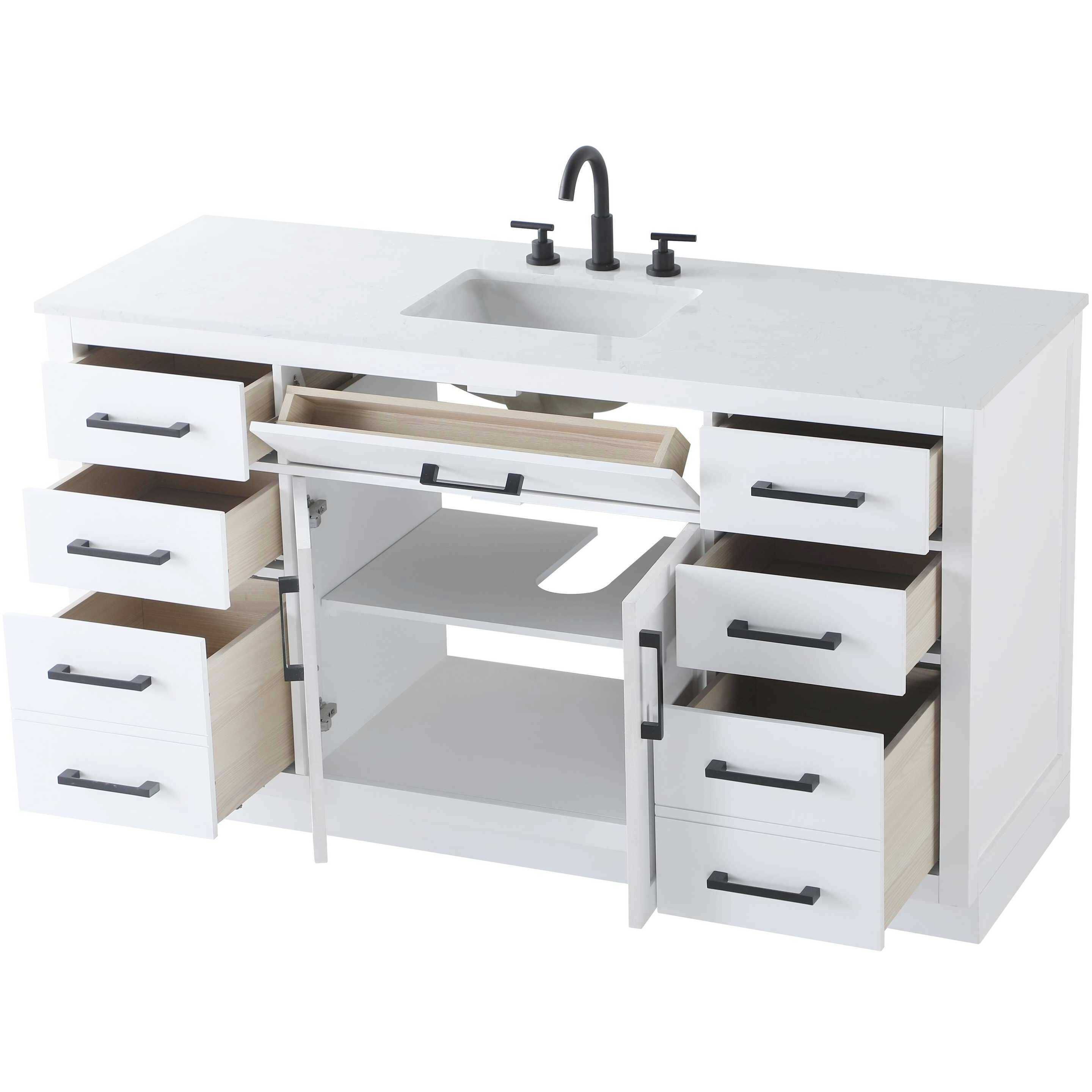 Alden 60 X 35 inch White Bathroom Vanity Cabinet