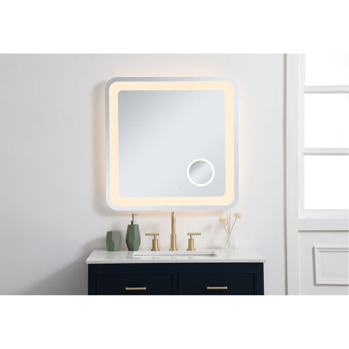 Lux 30 X 30 inch Glossy White Lighted Wall Mirror