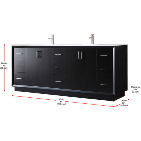 Hayes 84 X 22 X 35 inch Black Vanity Sink Set