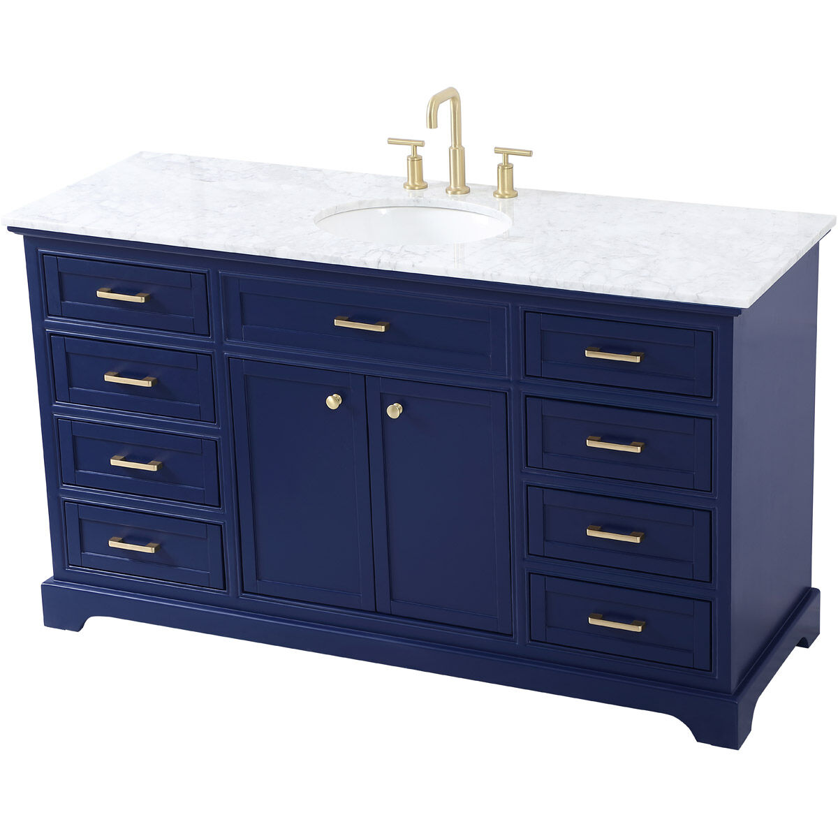 Americana 60 X 22 X 35 inch Blue Vanity Sink Set