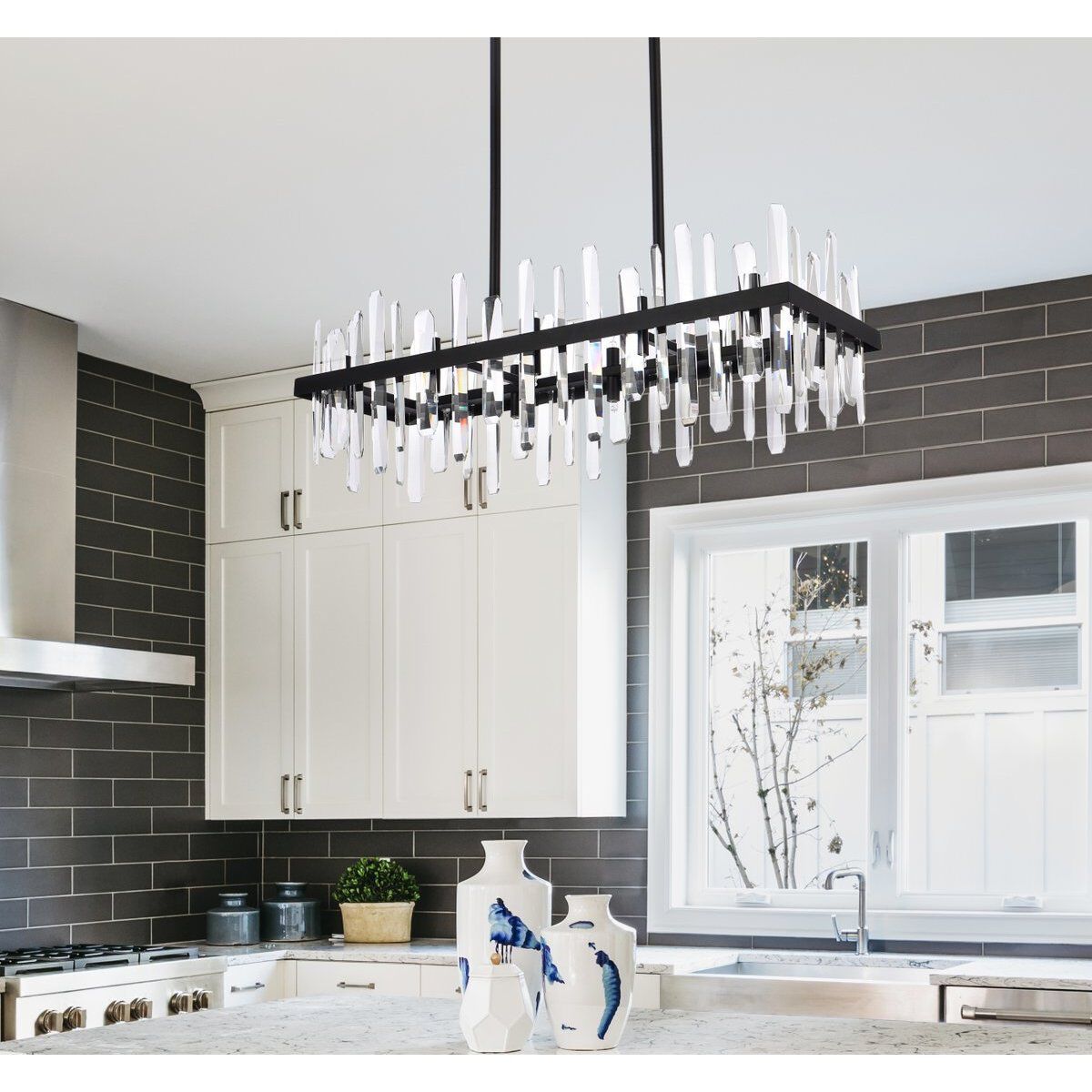 Serena 20 Light 36 inch Black Linear Chandelier Ceiling Light