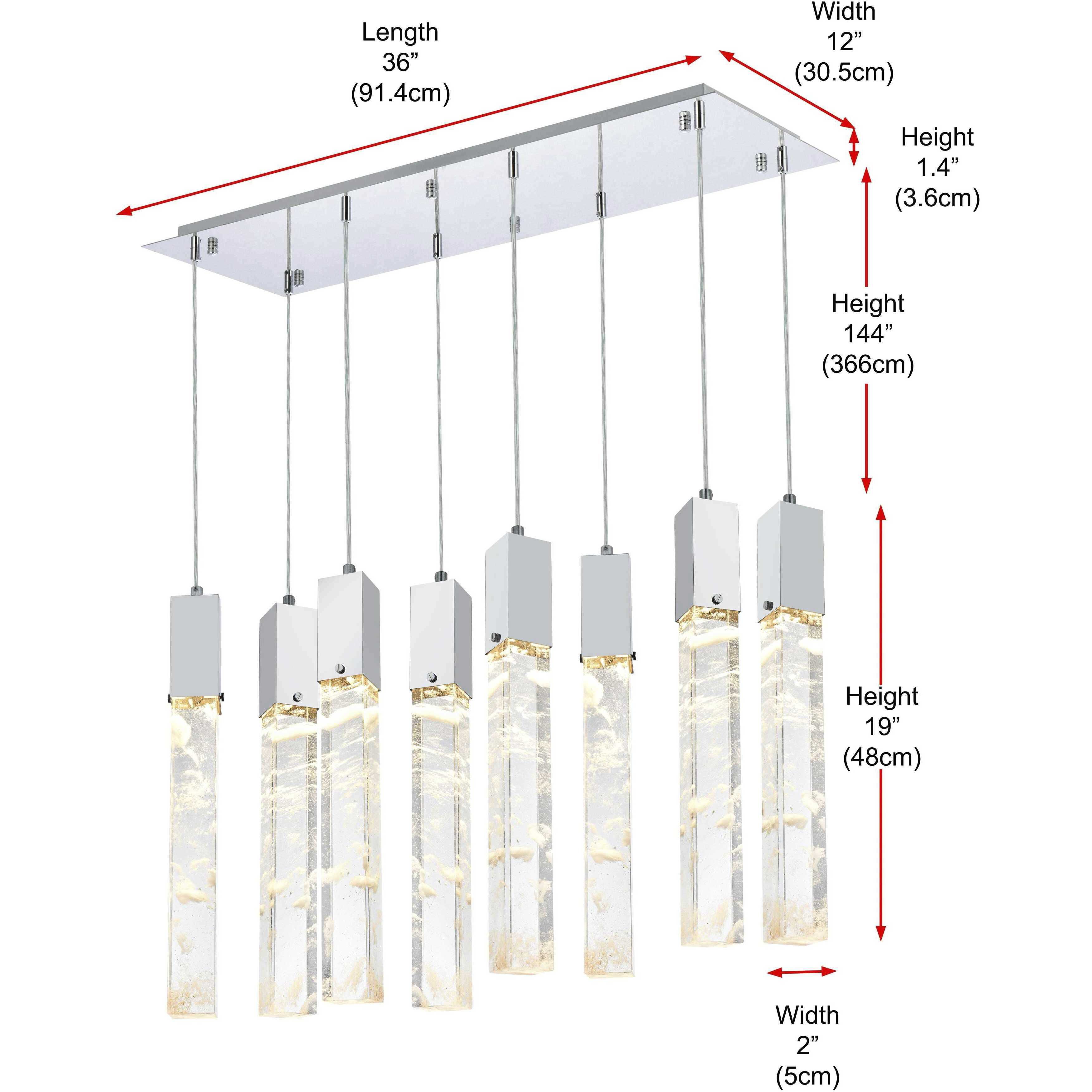 Aurora 8 Light 12 inch Chrome Pendant Ceiling Light