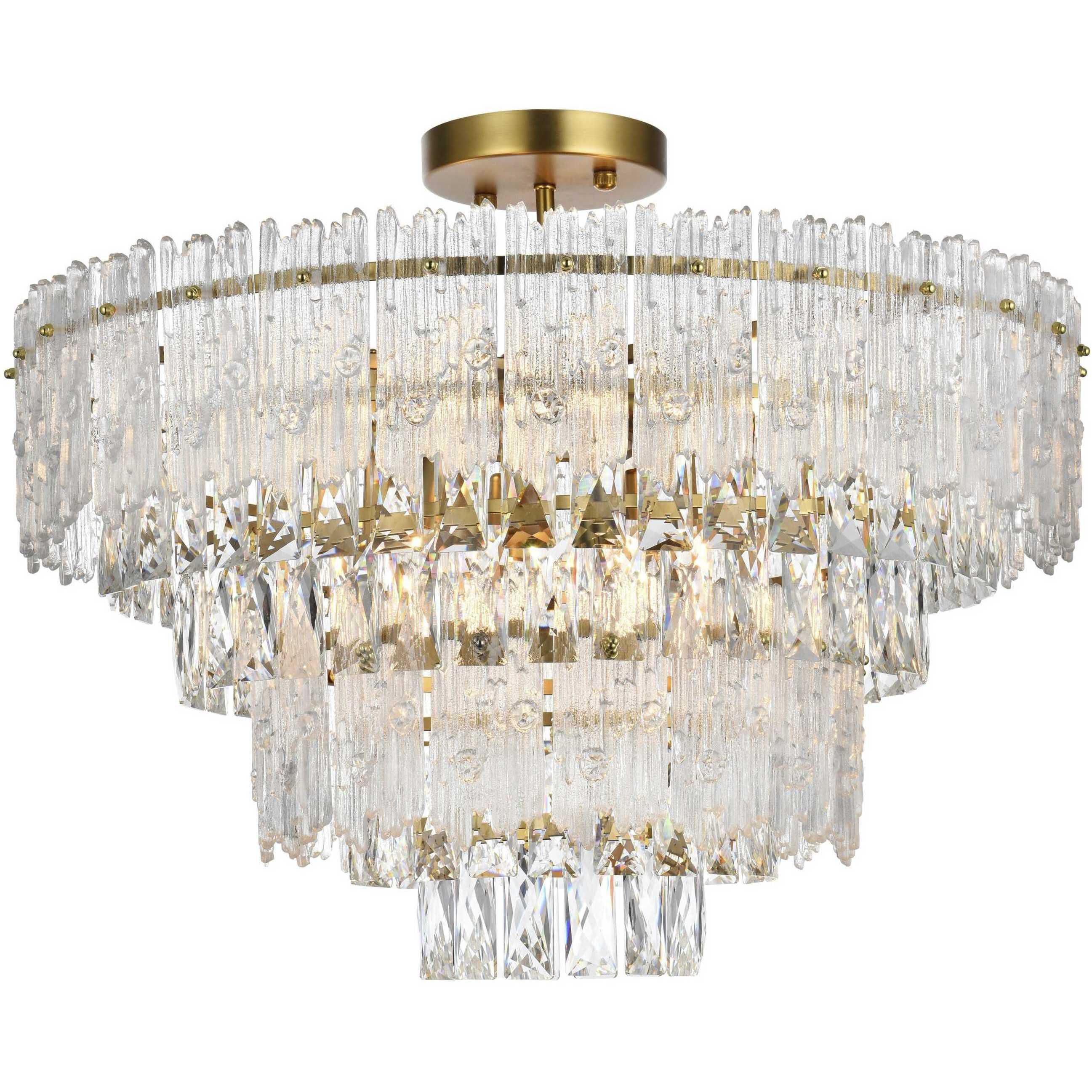 Emilia 8 Light 25 inch Satin Gold Flush Mount Ceiling Light