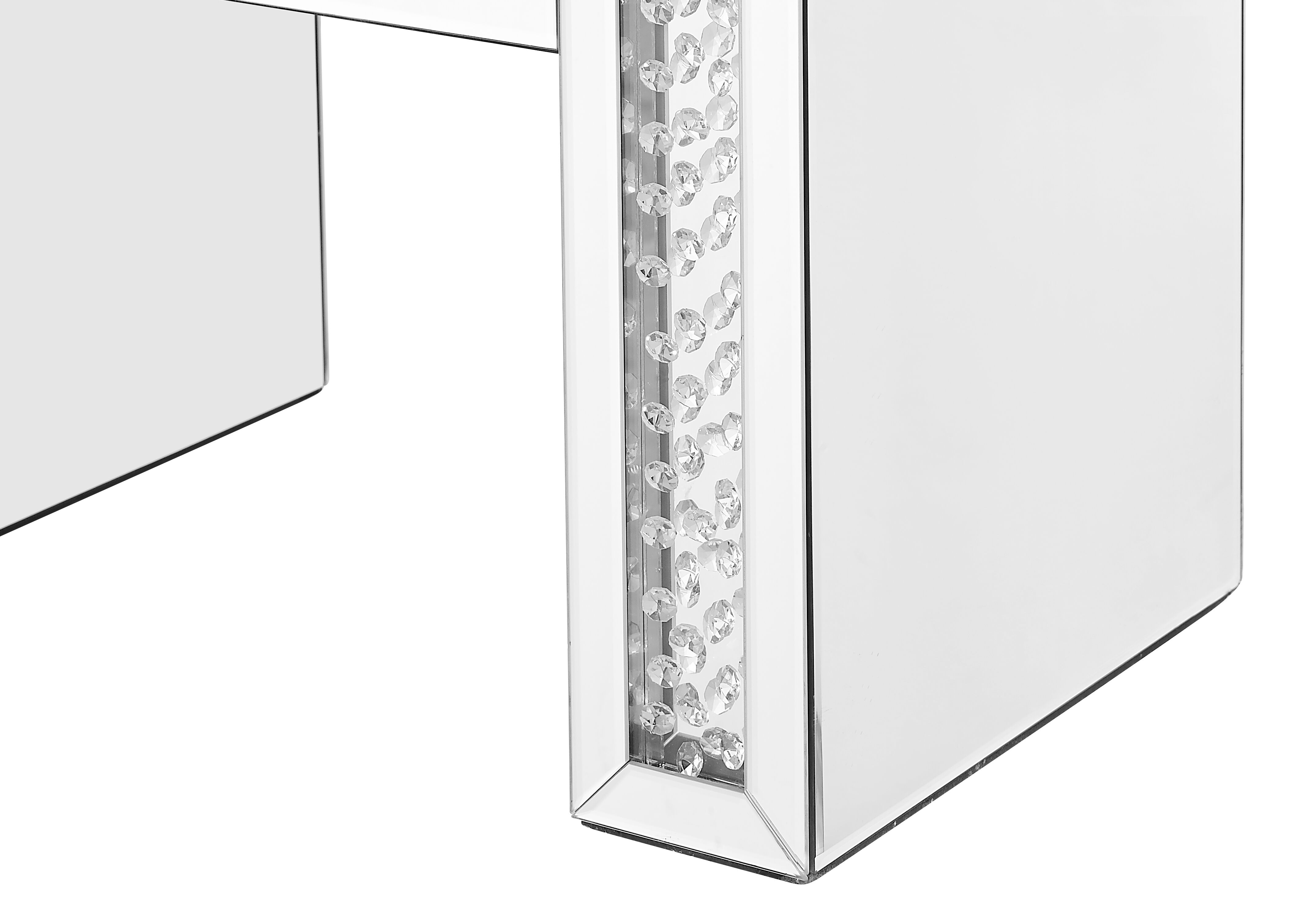 Modern 19 inch Clear Mirror and Crystal Vanity stool