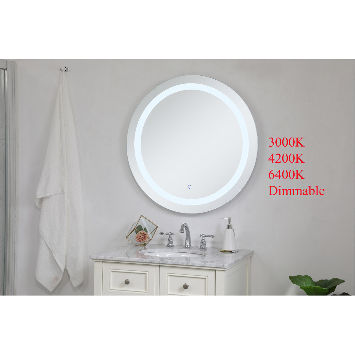 Helios 32 X 32 inch Silver Lighted Wall Mirror