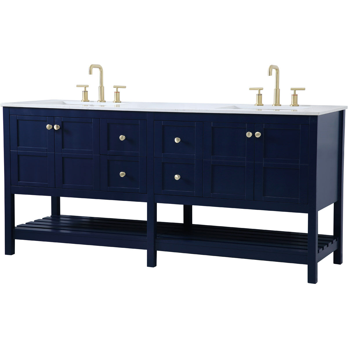 Theo 72 X 22 X 34 inch Blue Vanity Sink Set