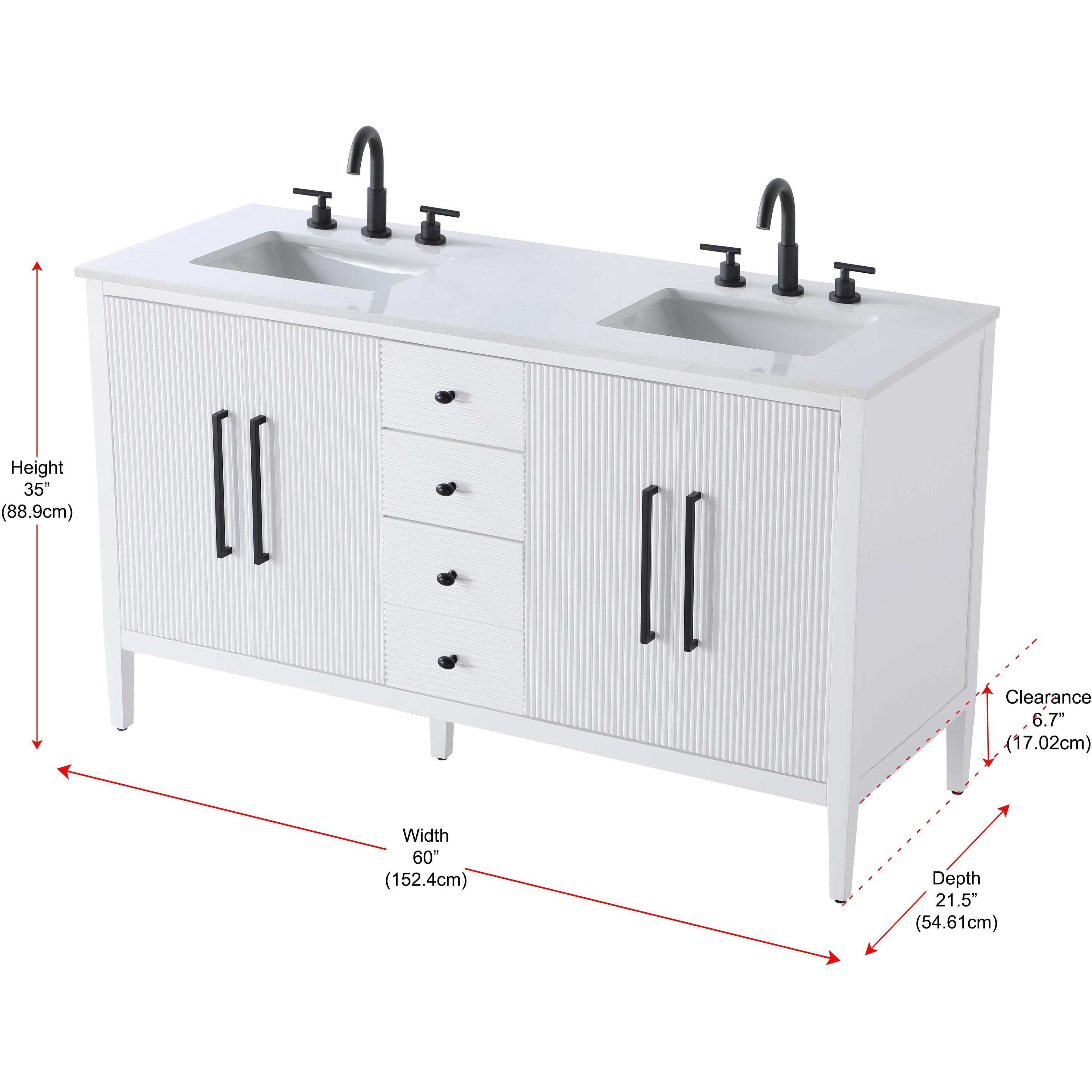 Blakely 60 X 34 inch White Bathroom Vanity Cabinet